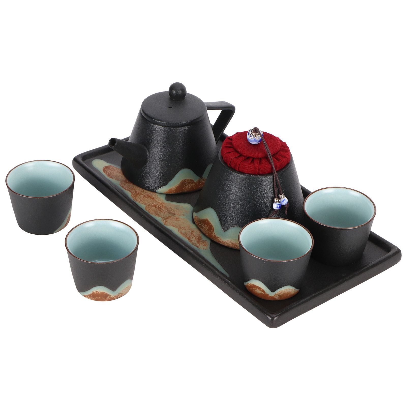 Kung Fu Tea Set Hand Made Ceramic Teapot Tea Cup Tray Kit Gift Teaware Home
