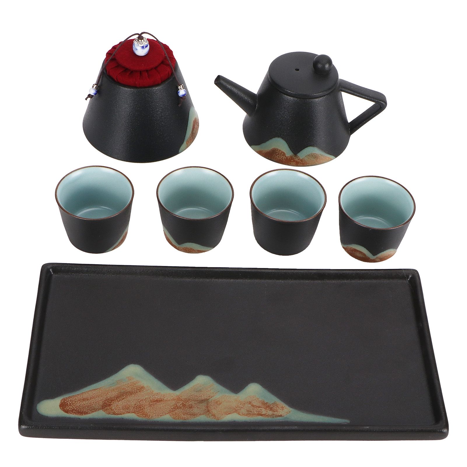 Kung Fu Tea Set Hand Made Ceramic Teapot Tea Cup Tray Kit Gift Teaware Home view 2
