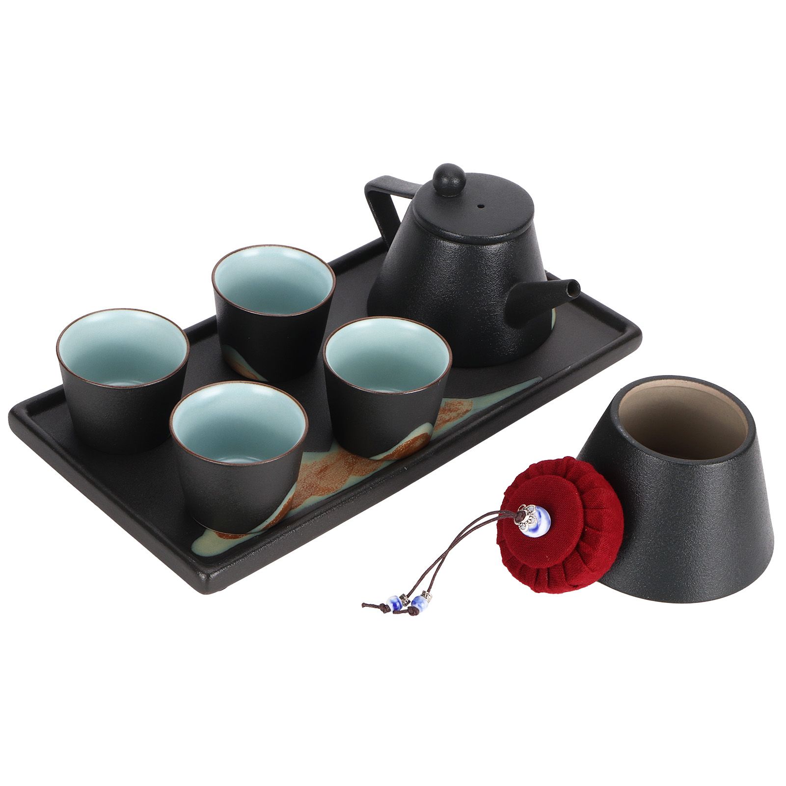 Kung Fu Tea Set Hand Made Ceramic Teapot Tea Cup Tray Kit Gift Teaware Home view 3