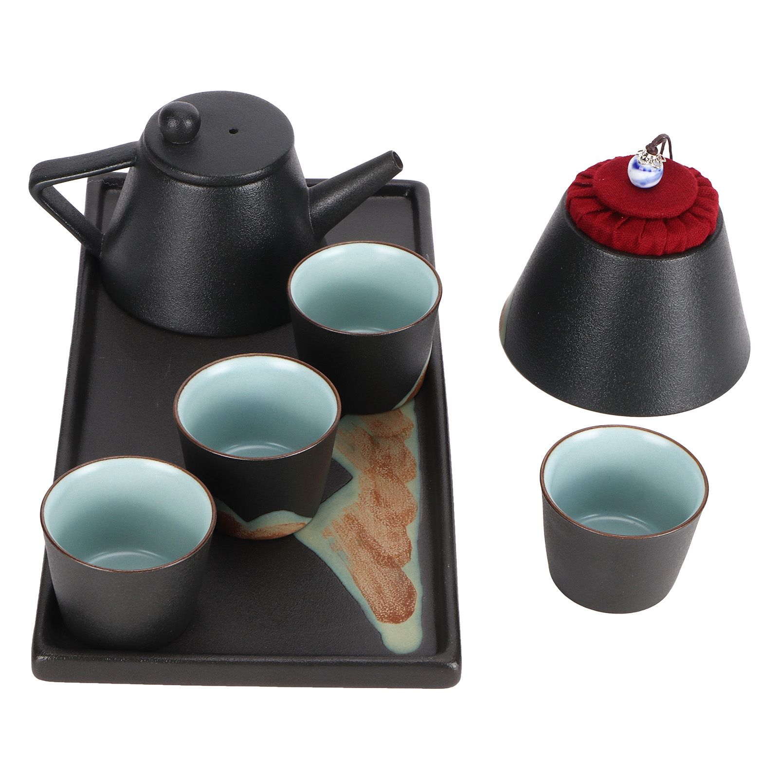 Kung Fu Tea Set Hand Made Ceramic Teapot Tea Cup Tray Kit Gift Teaware Home view 4
