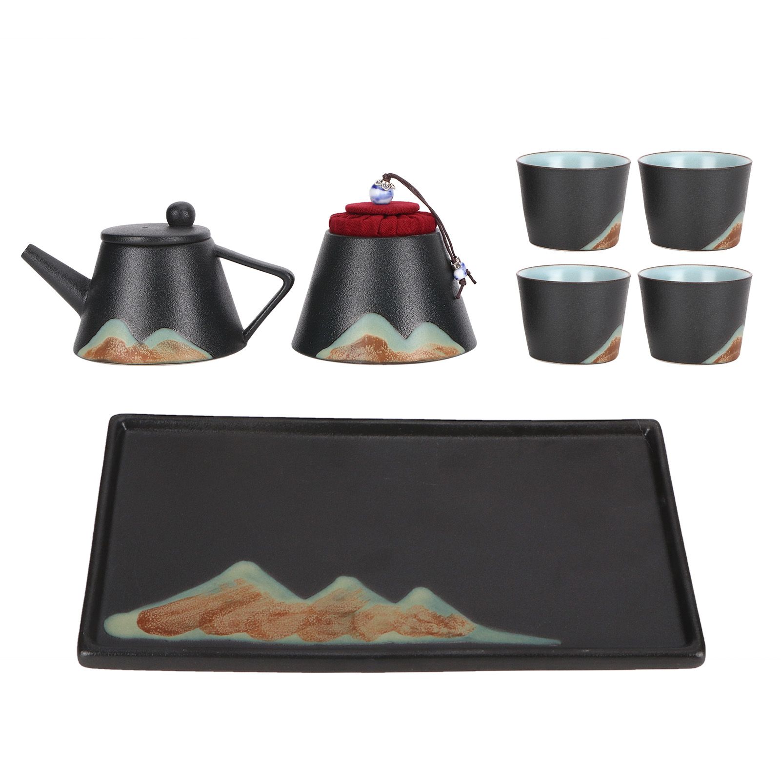 Kung Fu Tea Set Hand Made Ceramic Teapot Tea Cup Tray Kit Gift Teaware Home view 5
