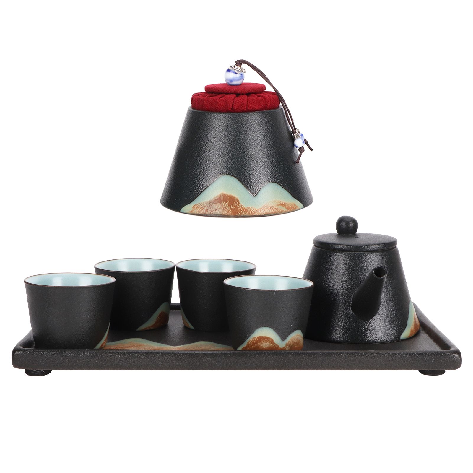 Kung Fu Tea Set Hand Made Ceramic Teapot Tea Cup Tray Kit Gift Teaware Home view 6