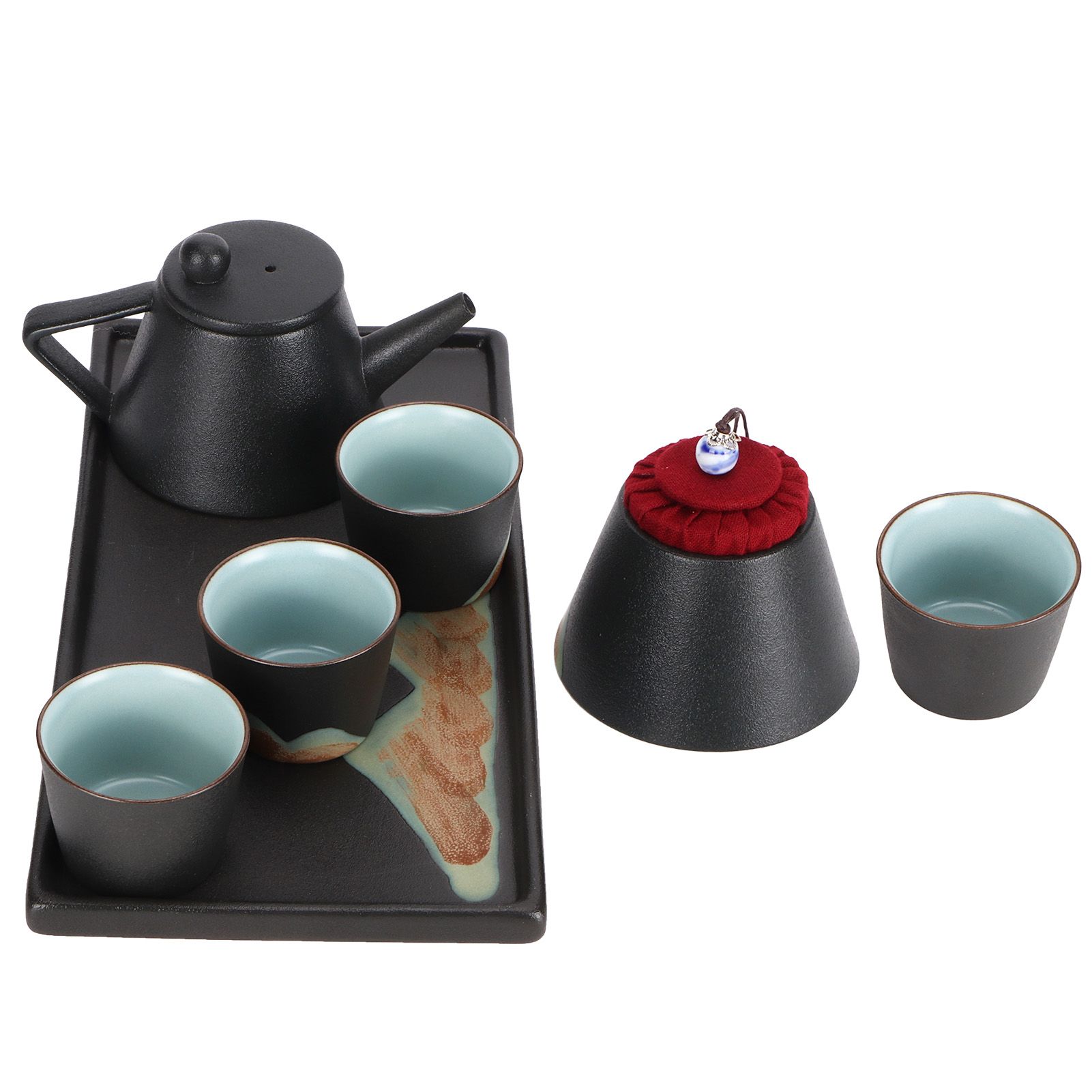 Kung Fu Tea Set Hand Made Ceramic Teapot Tea Cup Tray Kit Gift Teaware Home view 7