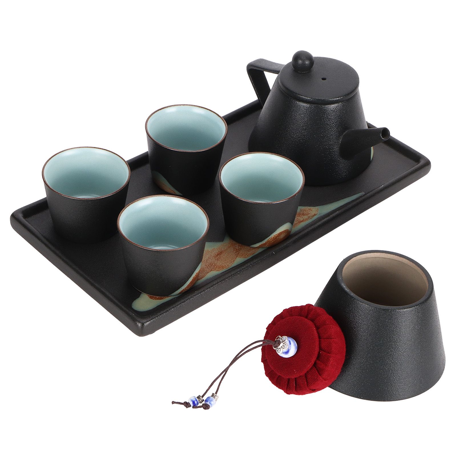 Kung Fu Tea Set Hand Made Ceramic Teapot Tea Cup Tray Kit Gift Teaware Home view 8