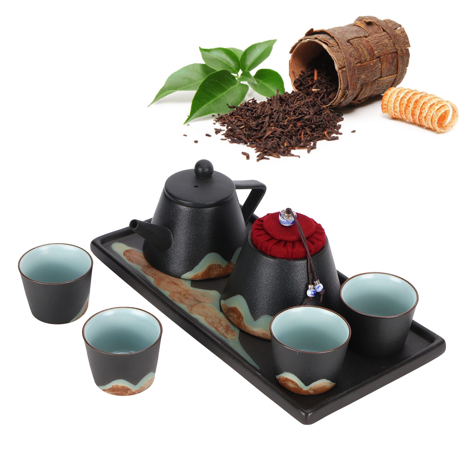 Kung Fu Tea Set Hand Made Ceramic Teapot Tea Cup Tray Kit Gift Teaware Home view 9