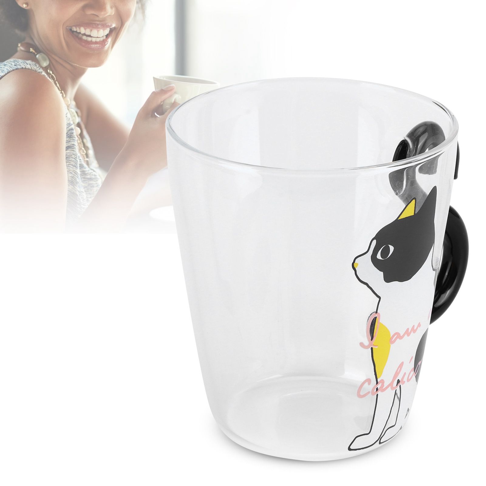 Cat Cup Coffee Milk Tea Water Glass Kids Bottle Transparent HeatResistant view 9