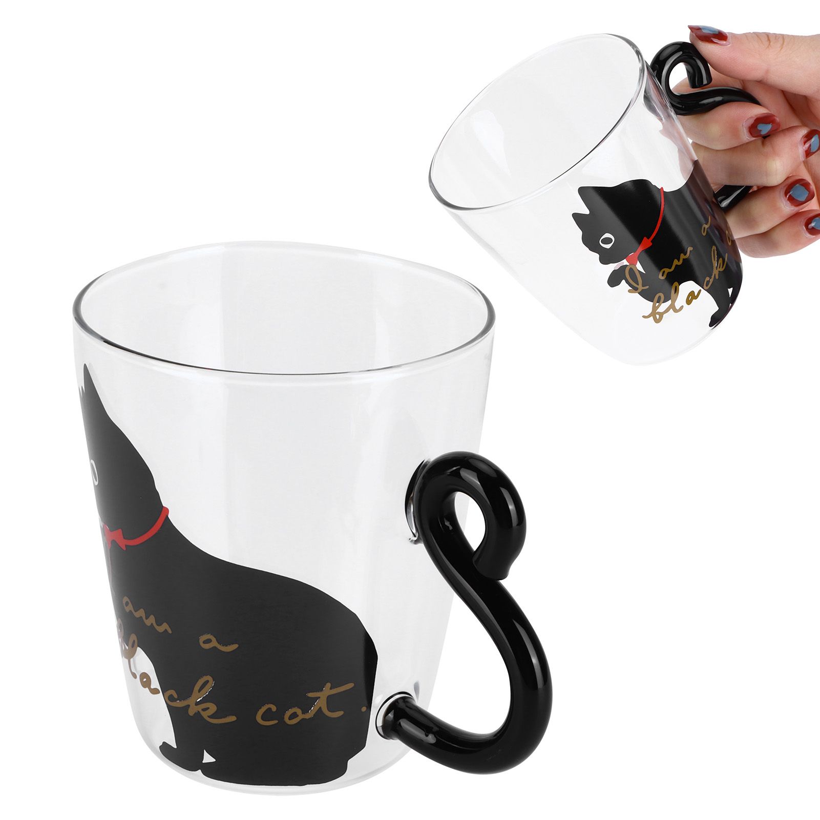 Cat Cup Coffee Milk Tea Water Glass Kids Bottle Transparent HeatResistant view 7