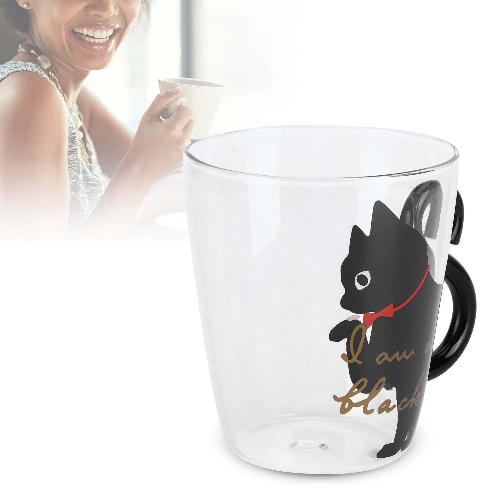 Cat Cup Coffee Milk Tea Water Glass Kids Bottle Transparent HeatResistant view 11