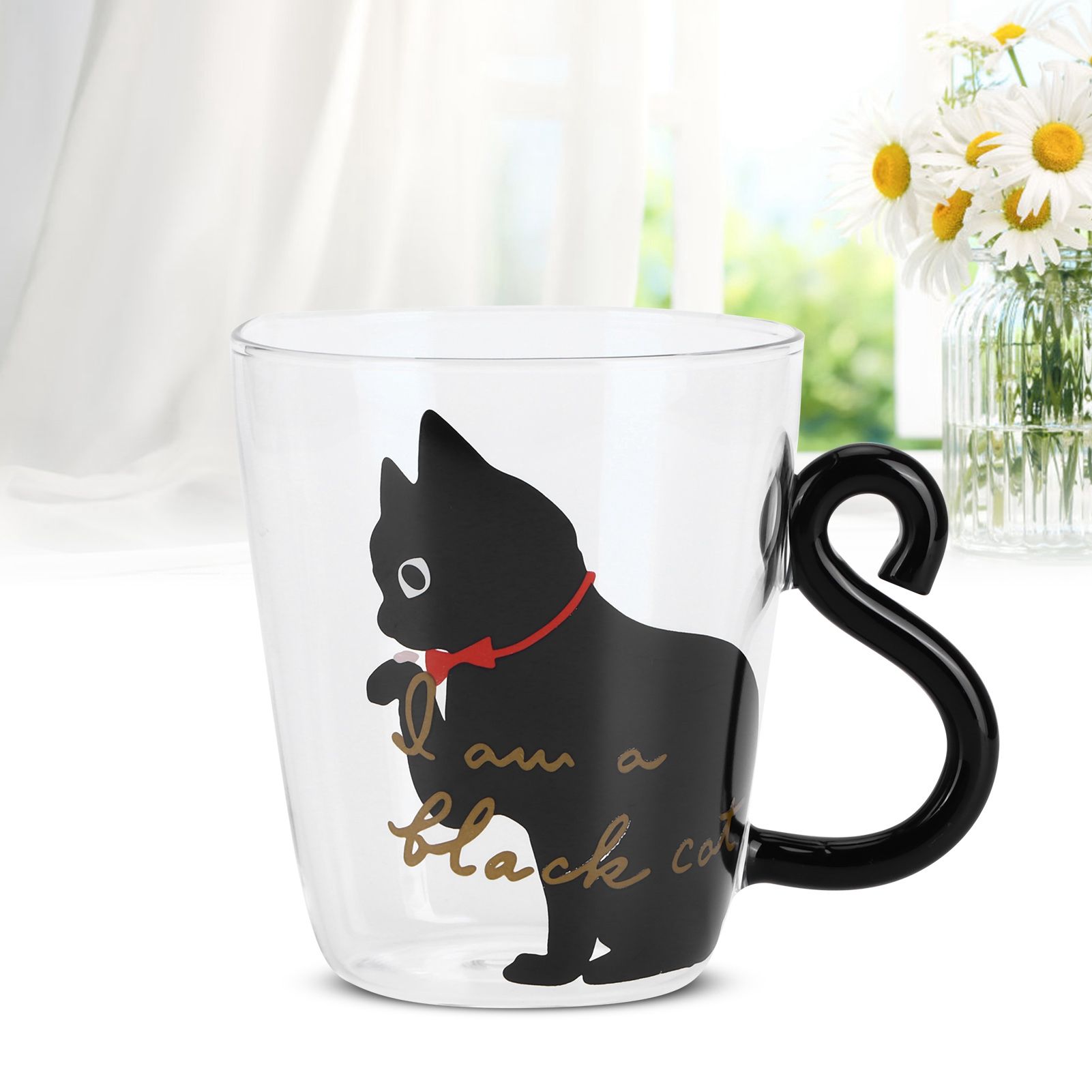 Cat Cup Coffee Milk Tea Water Glass Kids Bottle Transparent HeatResistant view 12