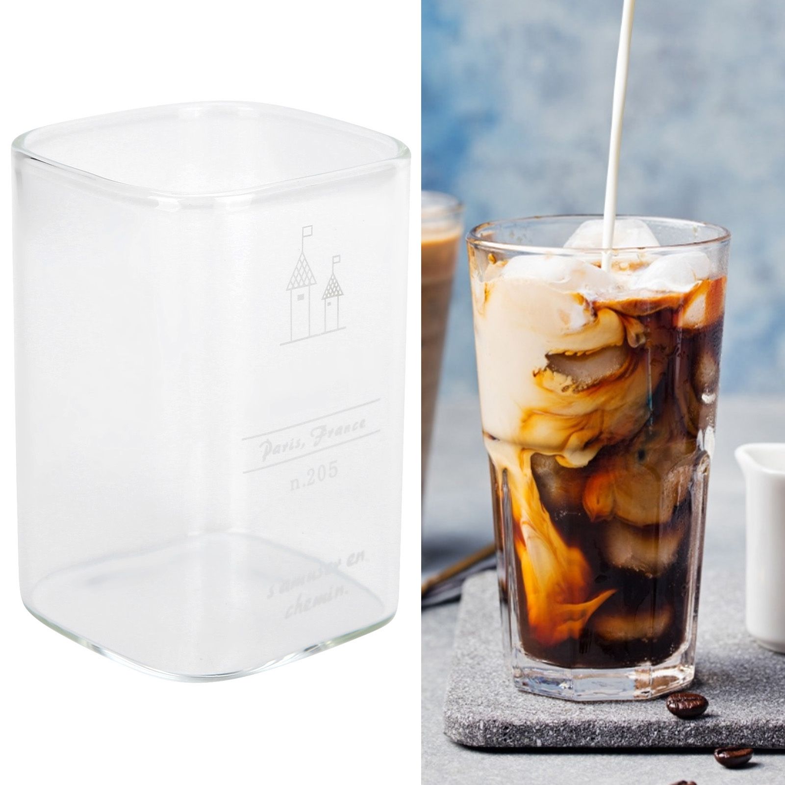 Square Glass Water Cup 240ml HeatResistant Beverage Drinking Mug Kitchen view 9