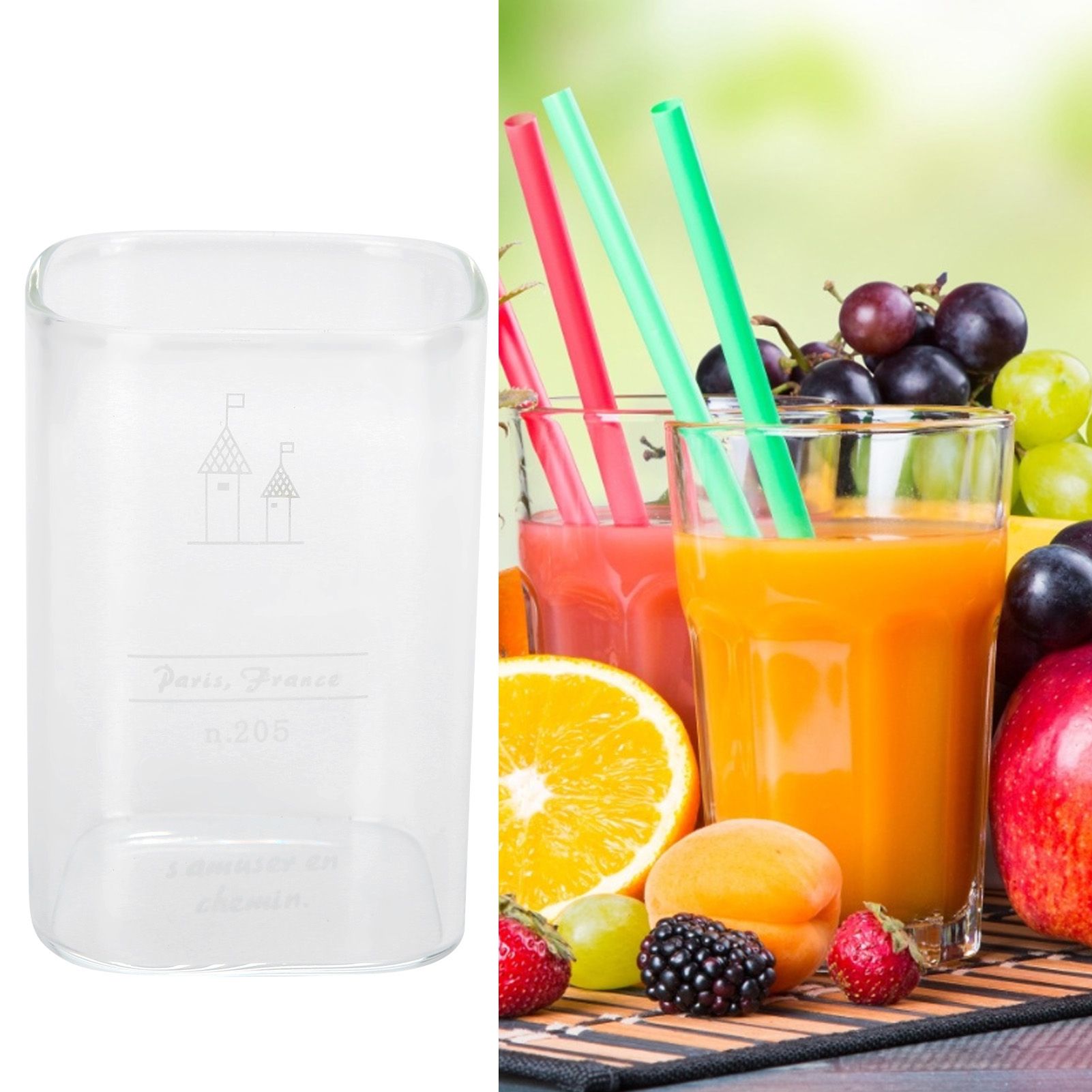 Square Glass Water Cup 240ml HeatResistant Beverage Drinking Mug Kitchen view 10