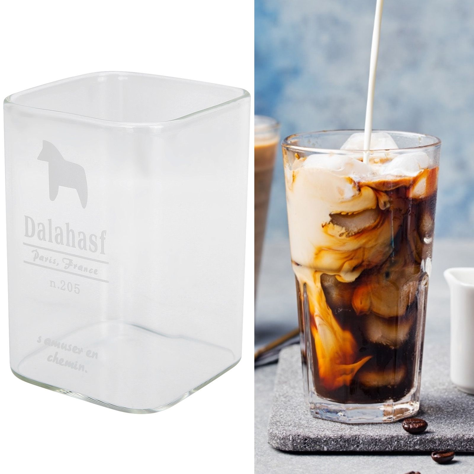 Square Glass Water Cup 240ml HeatResistant Beverage Drinking Mug Kitchen view 9