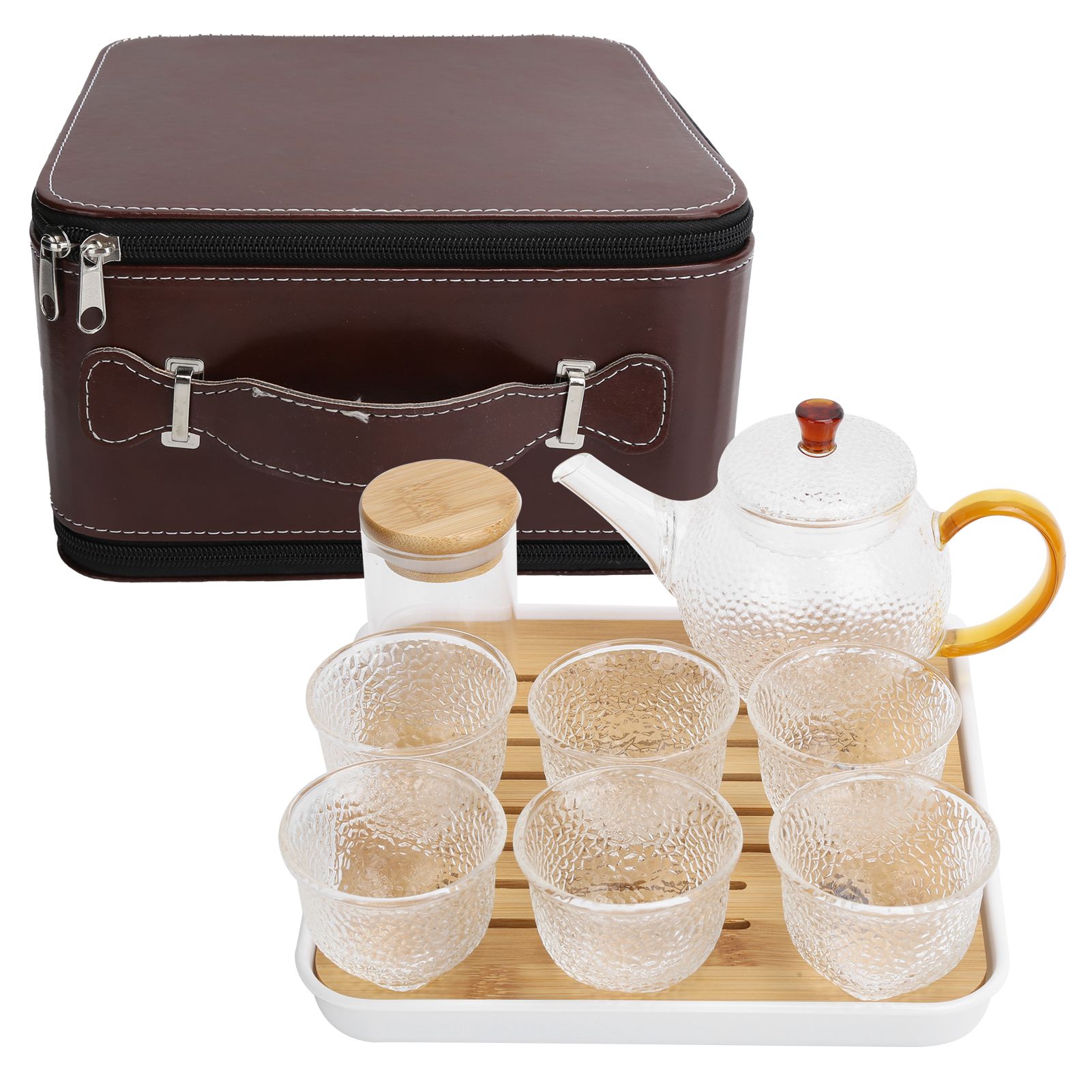 Glass Teapot Set HeatResistant Small Water Cup with Handle for Travel Home view 2