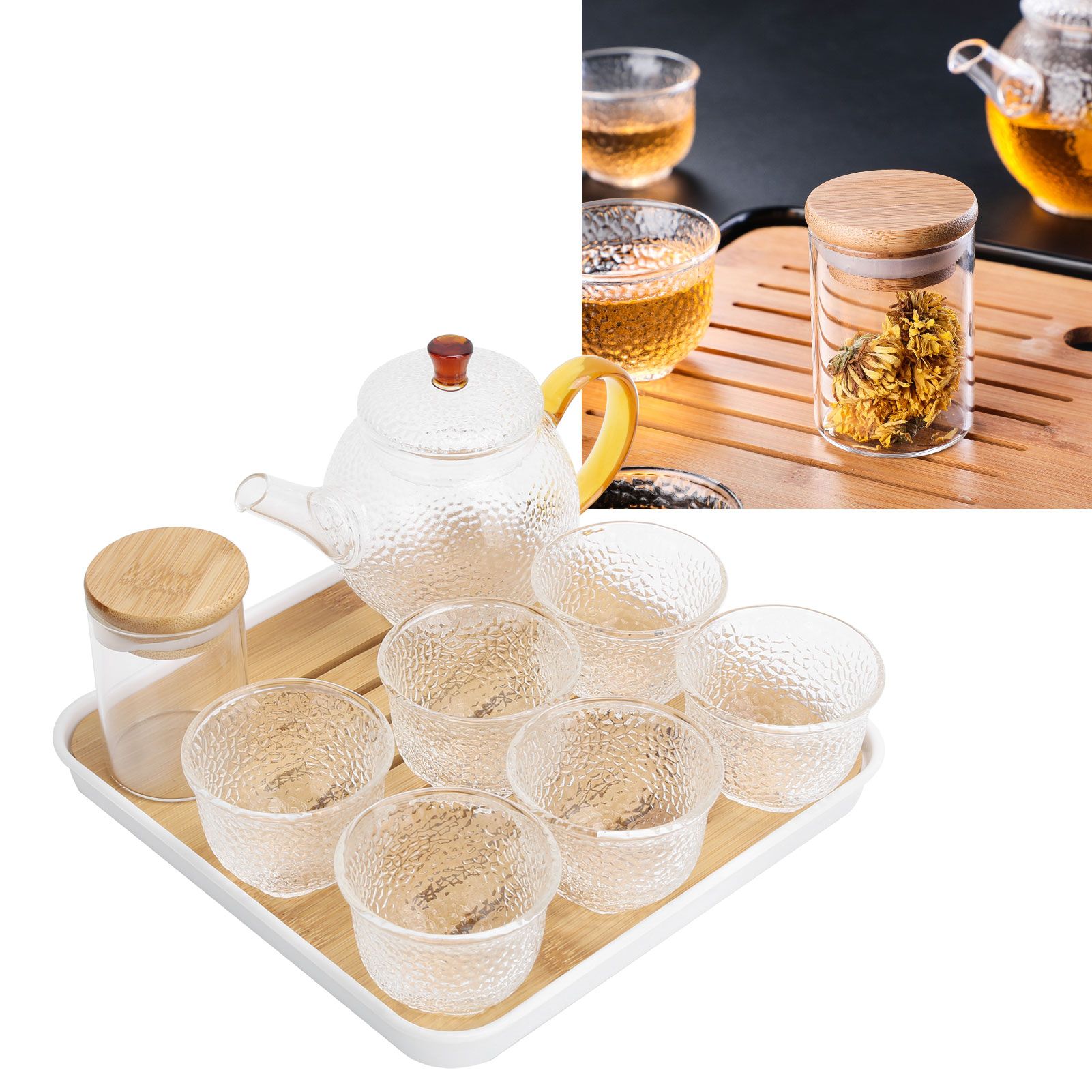 Glass Teapot Set HeatResistant Small Water Cup with Handle for Travel Home view 9