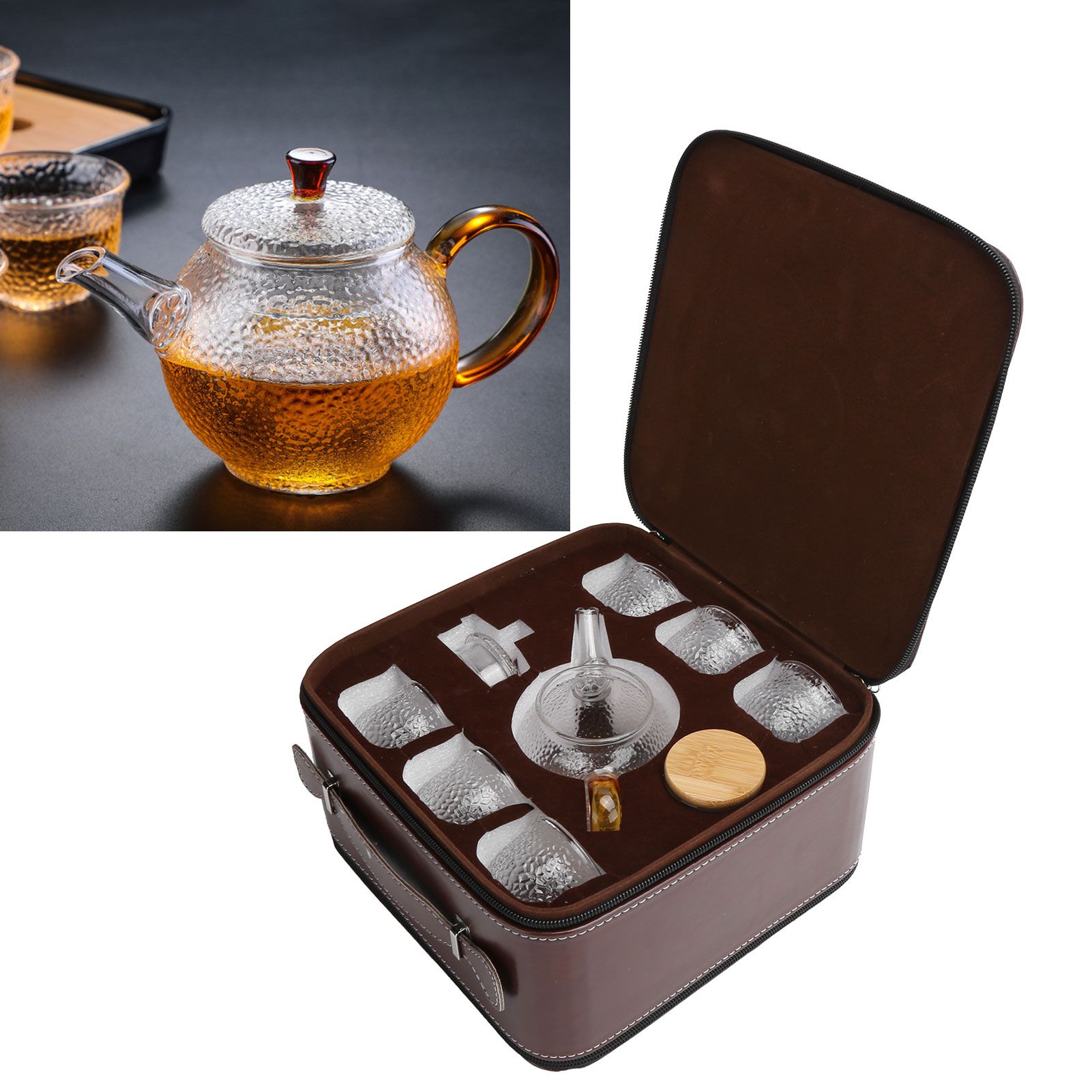 Glass Teapot Set HeatResistant Small Water Cup with Handle for Travel Home view 10