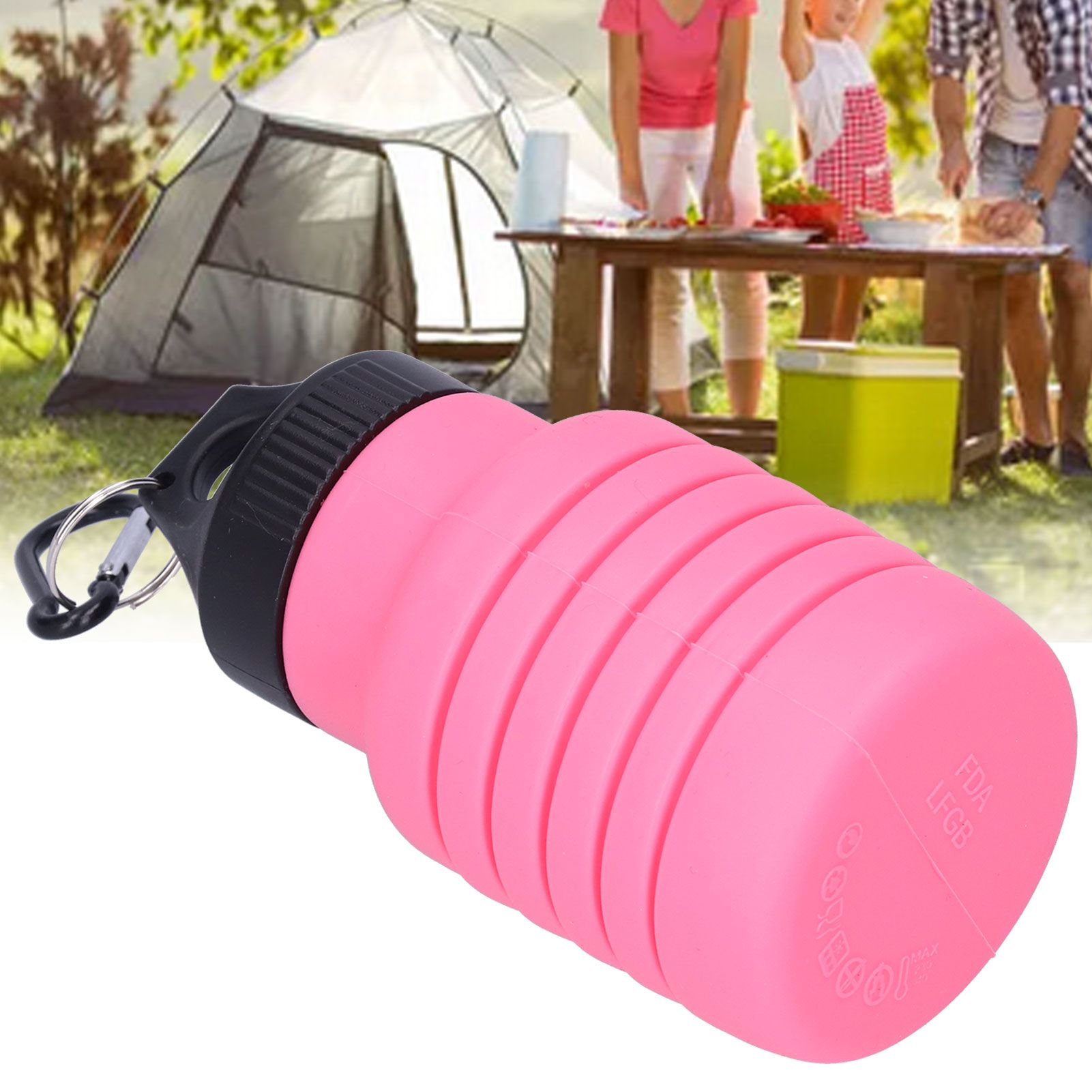 500ml Collapsible Water Bottle Silicone Foldable Water Bottle with Plastic Cap view 9