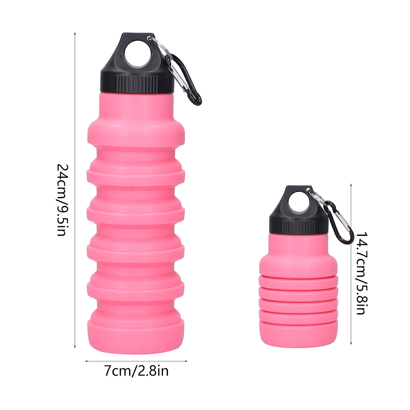 500ml Collapsible Water Bottle Silicone Foldable Water Bottle with Plastic Cap view 10