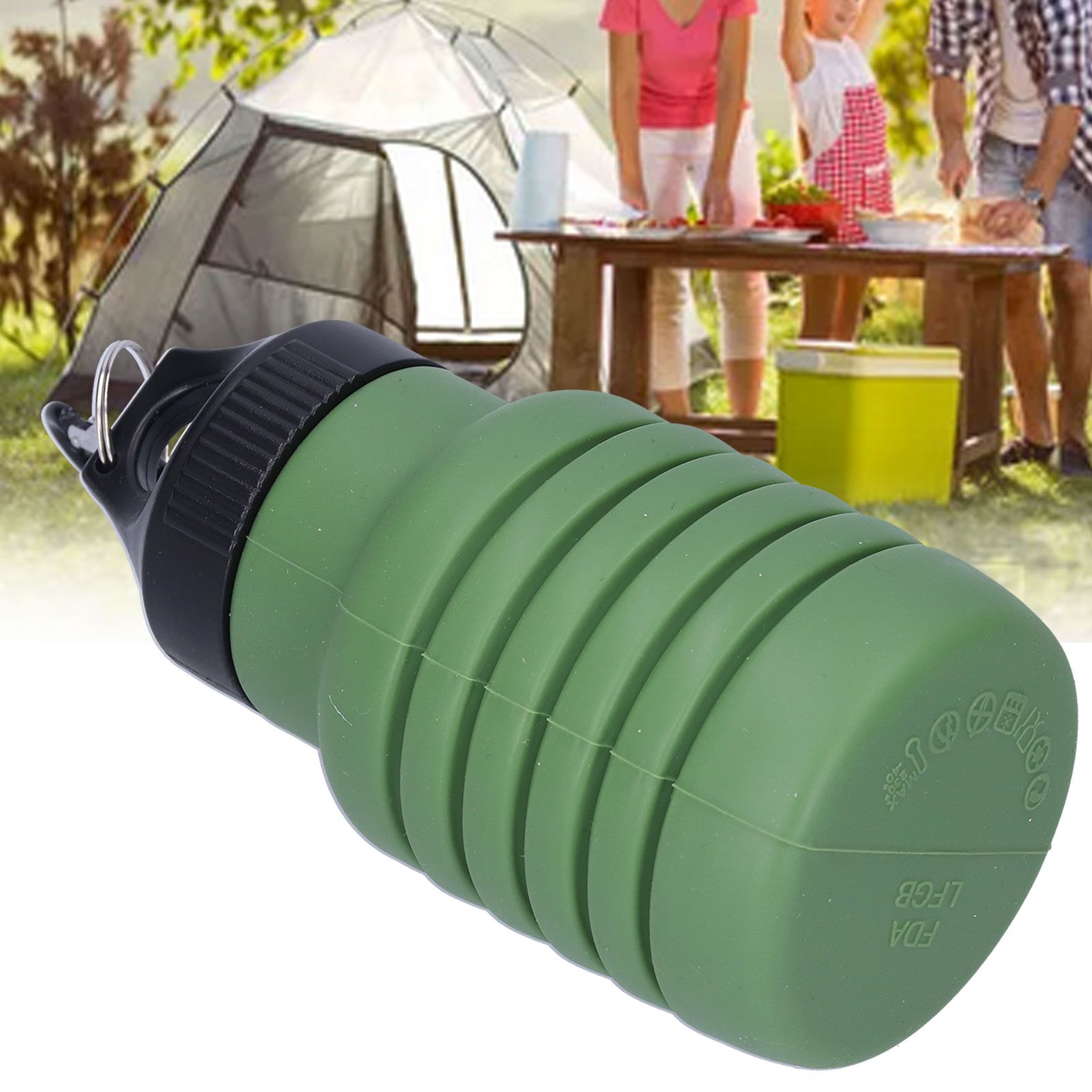 500ml Collapsible Water Bottle Silicone Foldable Water Bottle with Plastic Cap view 9