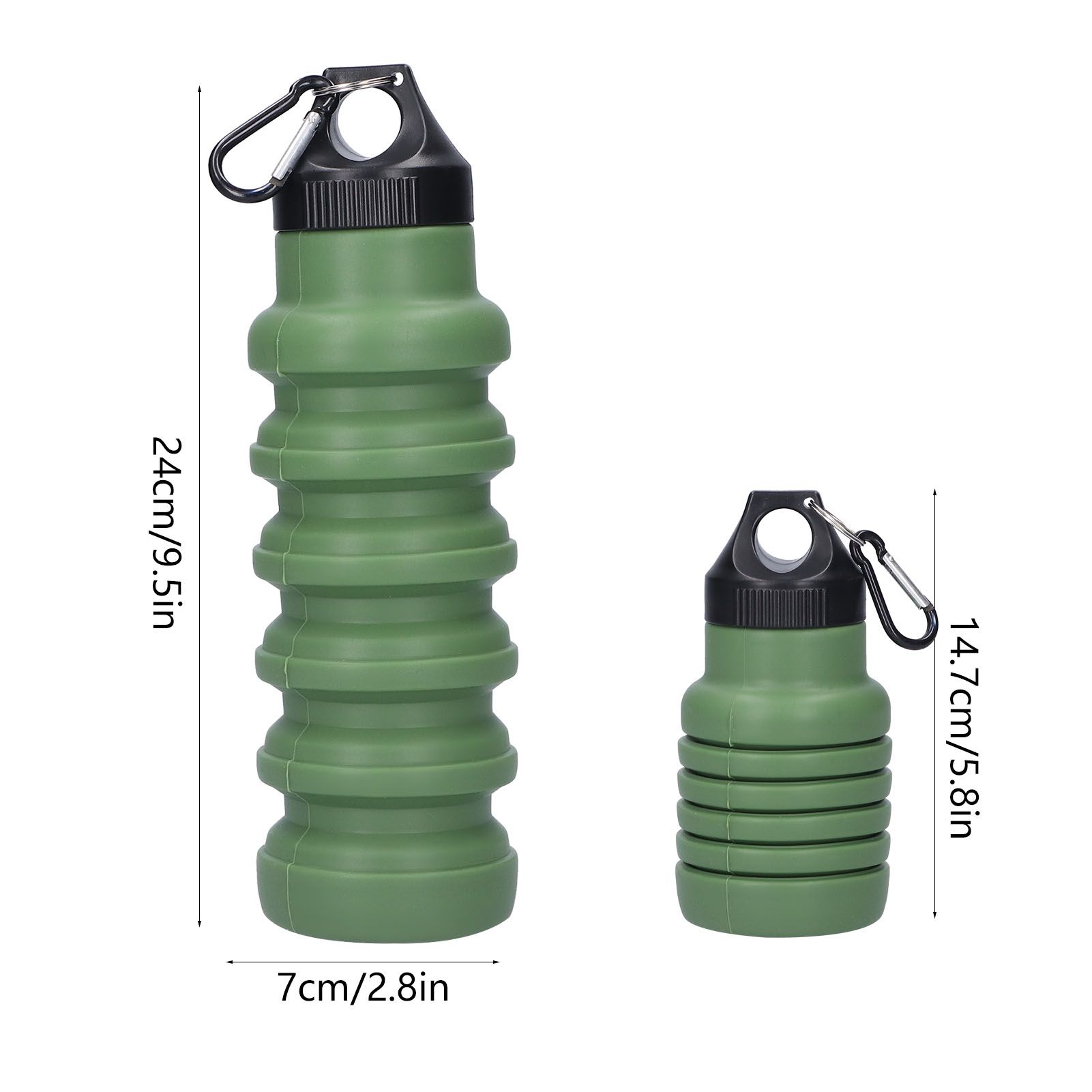 500ml Collapsible Water Bottle Silicone Foldable Water Bottle with Plastic Cap view 11
