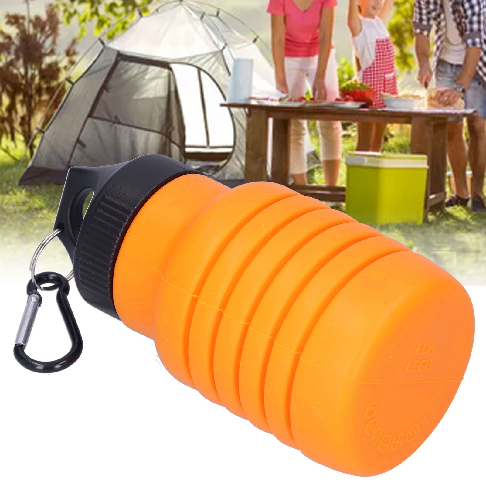500ml Collapsible Water Bottle Silicone Foldable Water Bottle with Plastic Cap view 9