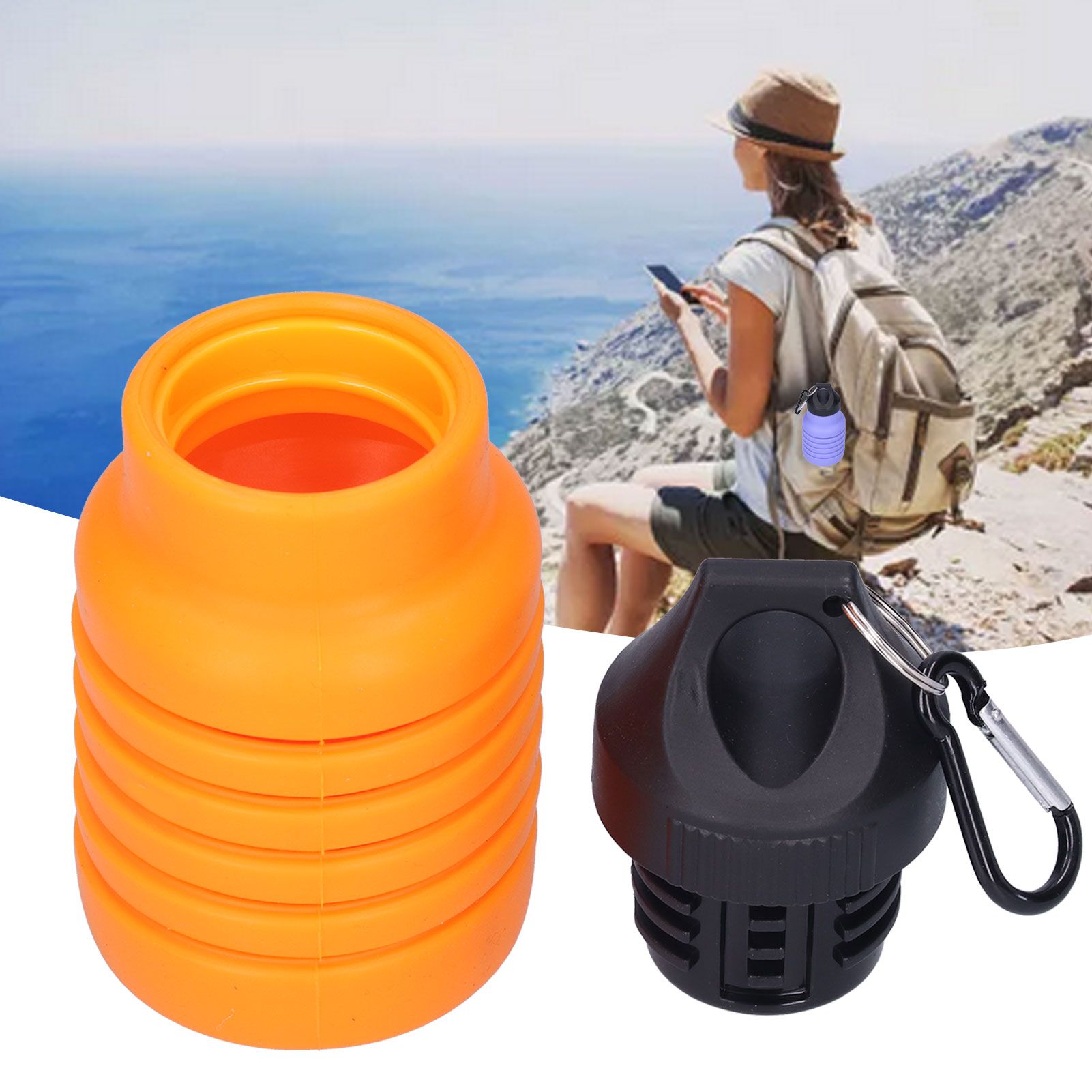 500ml Collapsible Water Bottle Silicone Foldable Water Bottle with Plastic Cap view 10
