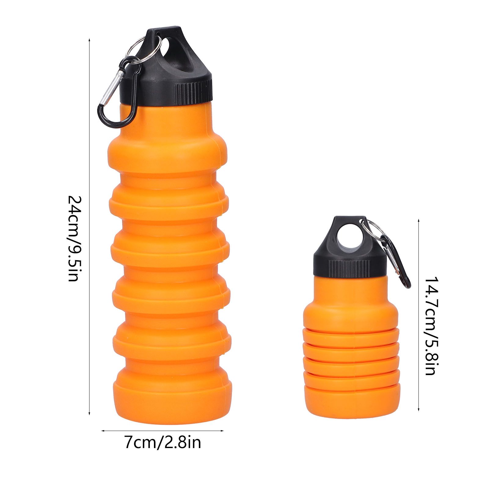 500ml Collapsible Water Bottle Silicone Foldable Water Bottle with Plastic Cap view 11