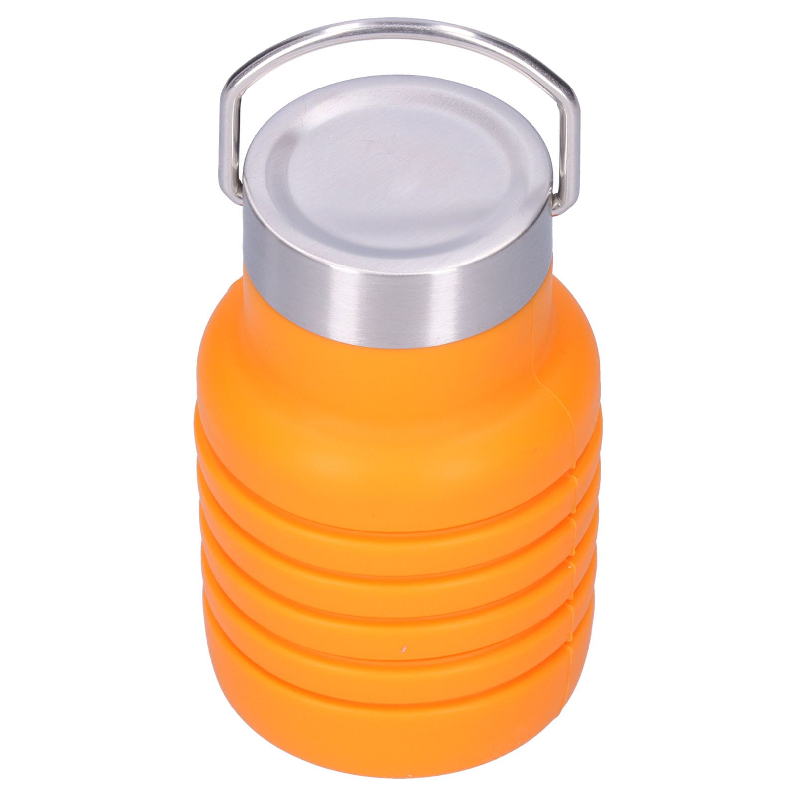 500ml Collapsible Silicone Water Bottle Drinking Cup with Stainless Steel Lid