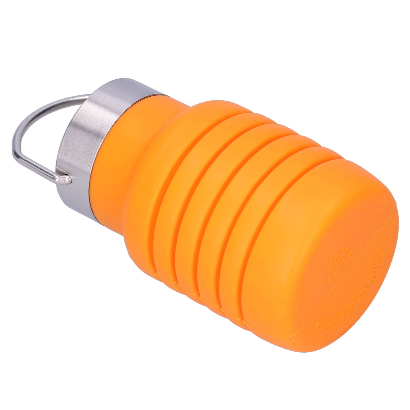 500ml Collapsible Silicone Water Bottle Drinking Cup with Stainless Steel Lid view 3