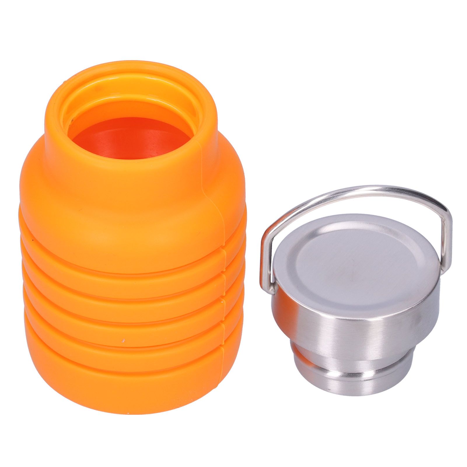 500ml Collapsible Silicone Water Bottle Drinking Cup with Stainless Steel Lid view 5