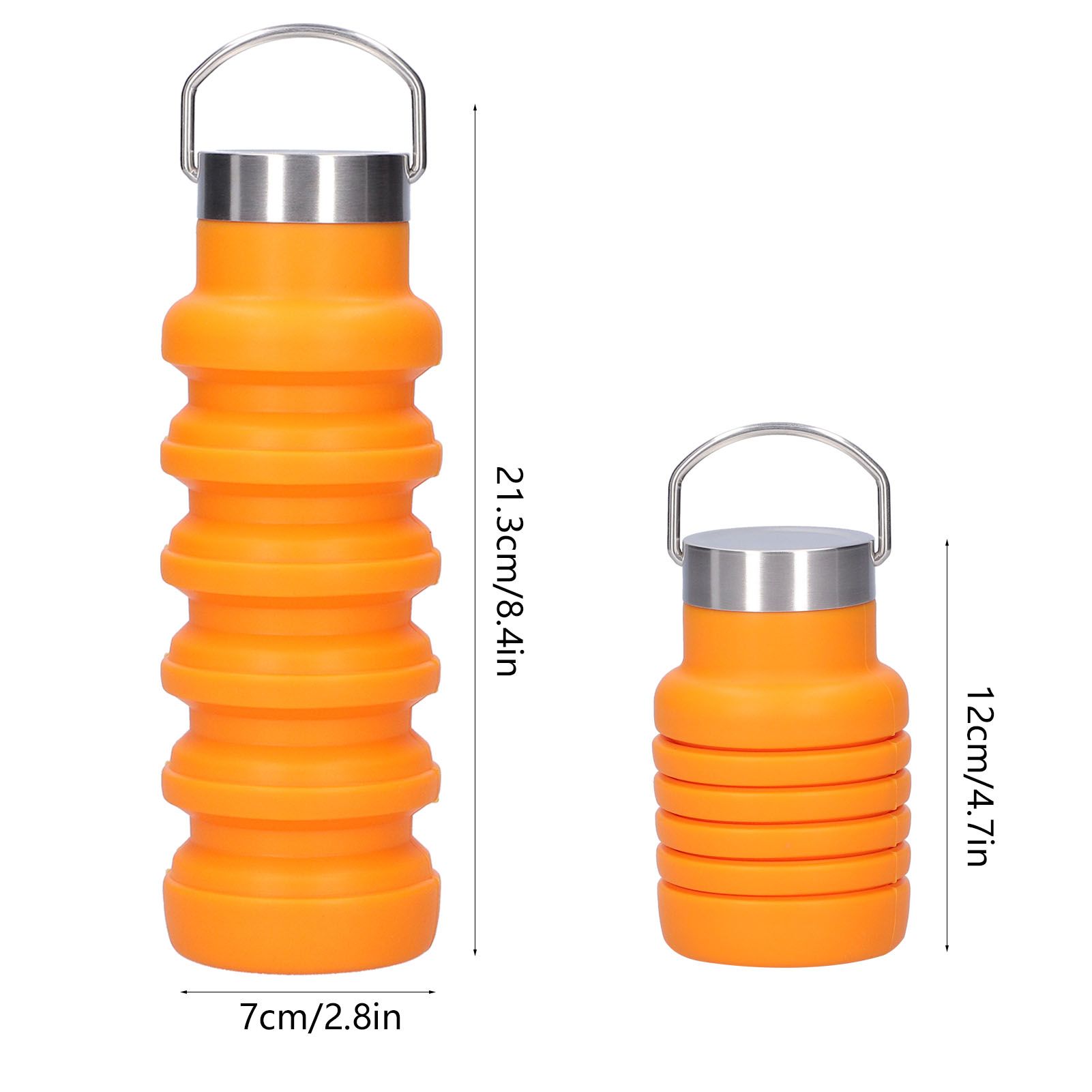 500ml Collapsible Silicone Water Bottle Drinking Cup with Stainless Steel Lid view 11