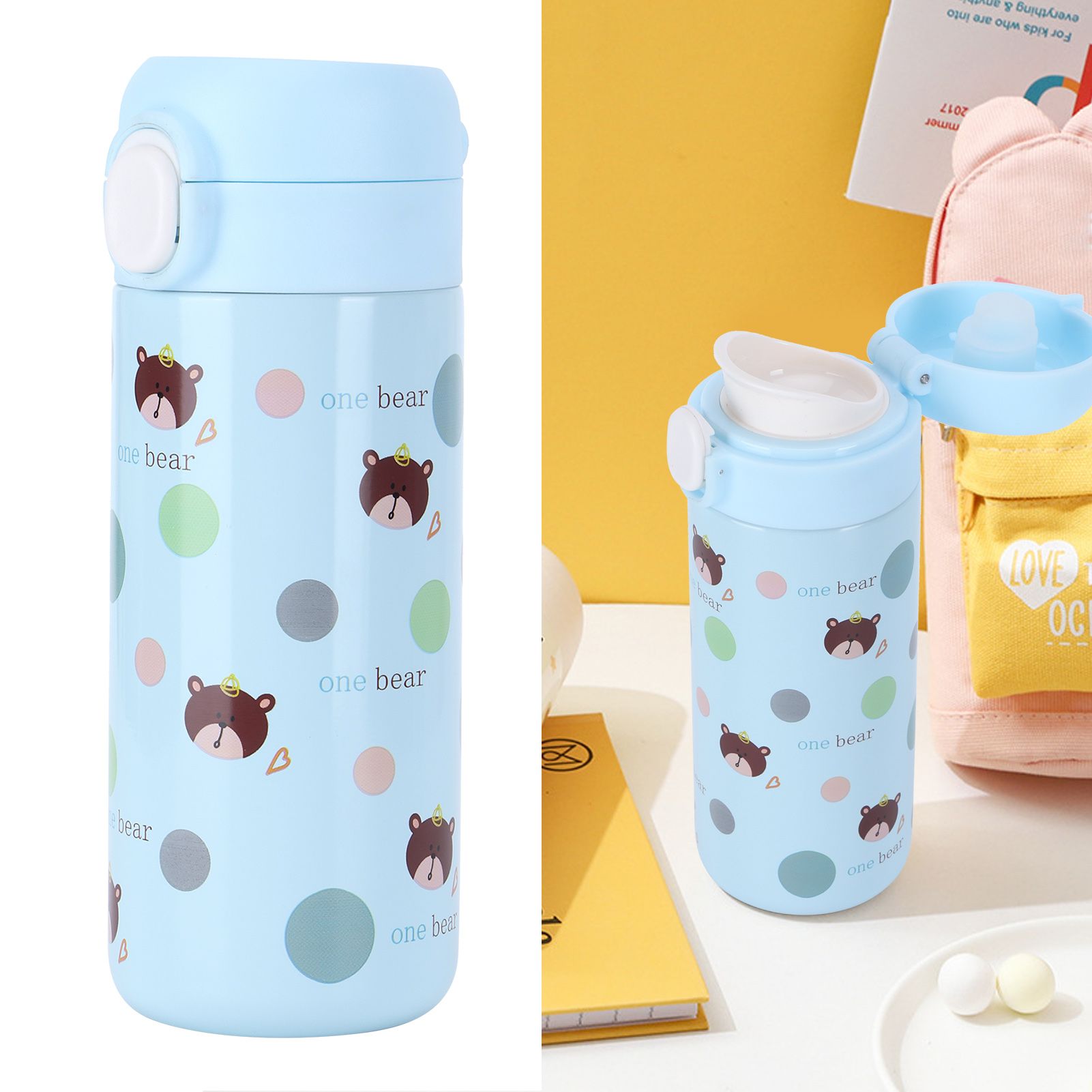 Cartoon Animal Water Cup 304 Stainless Steel Originality Bounce Button Mug for view 12