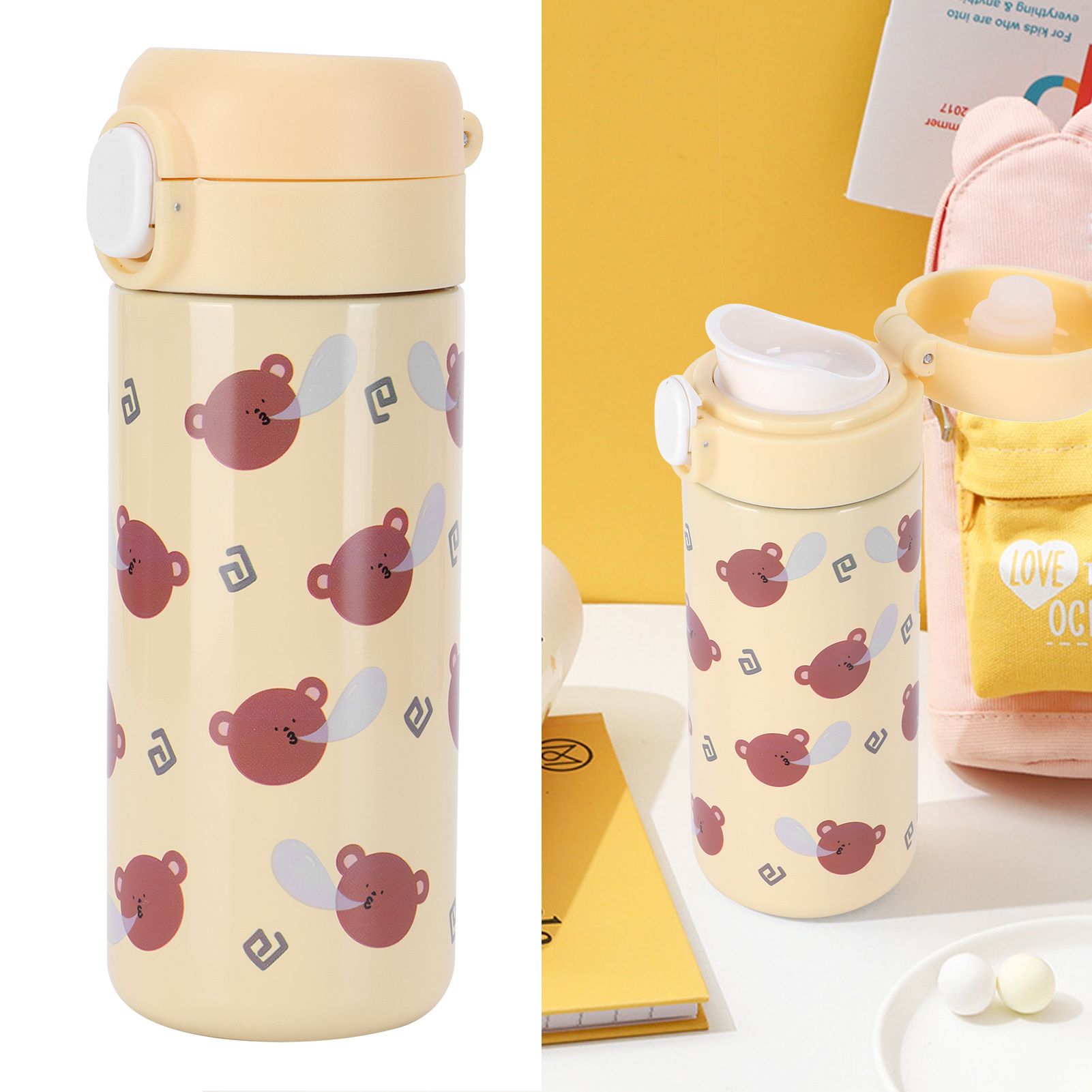 Cartoon Animal Water Cup 304 Stainless Steel Originality Bounce Button Mug for view 11