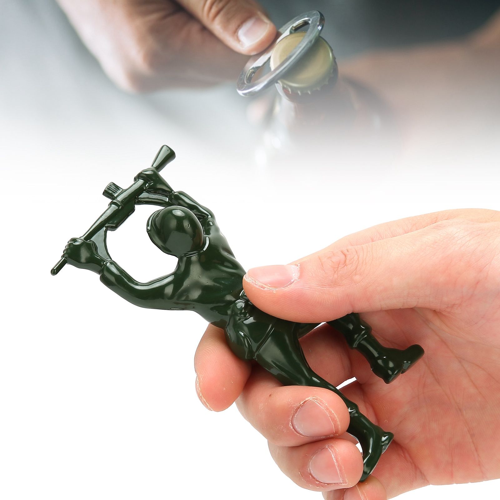 Green Bottle Opener Unique Soldier Shaped Zinc Alloy Beer Opening Tool Kitchen view 11