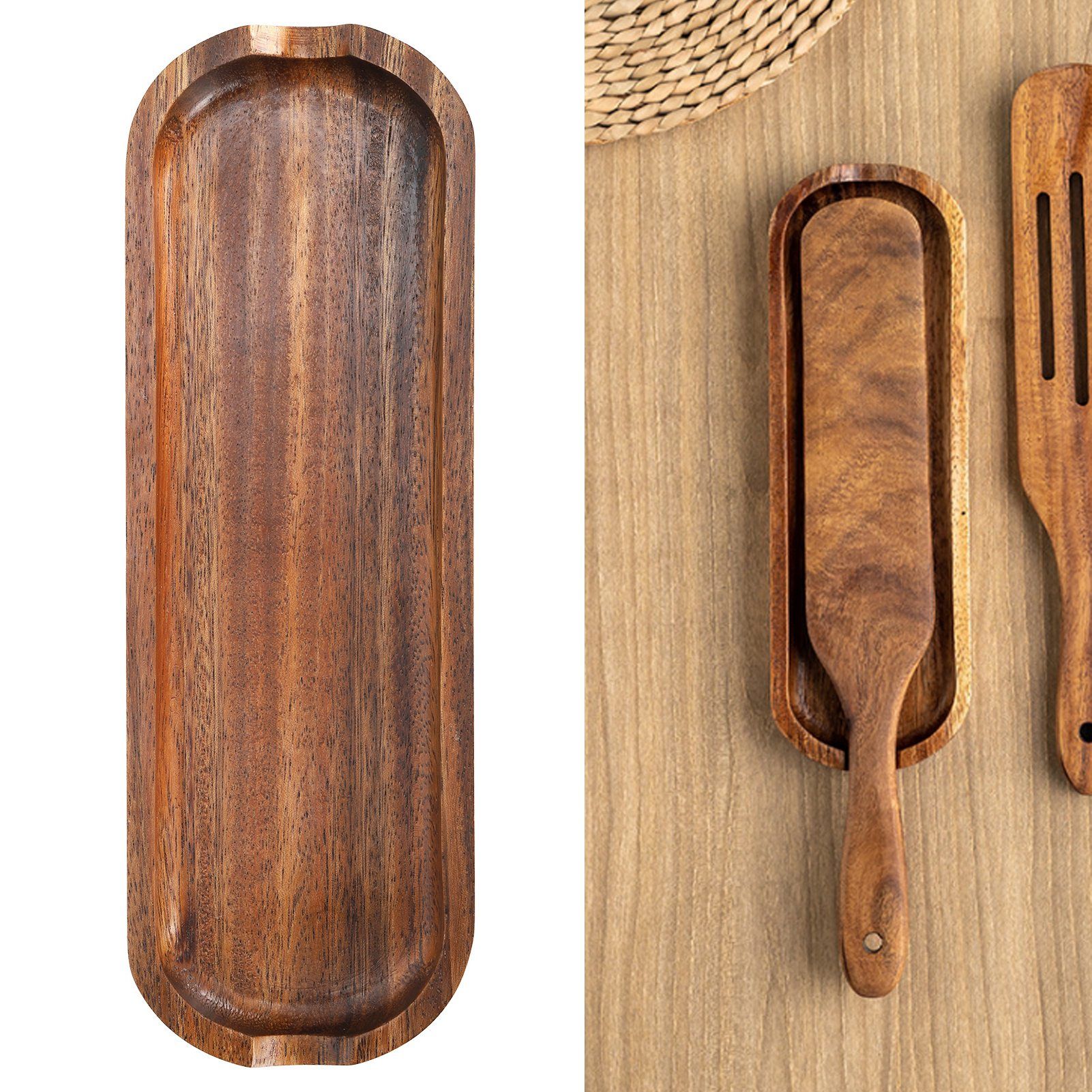 Teak Spatula Shovel Storage Tray Food Grade Cooking Shovel Holder Base for Kitchen view 11