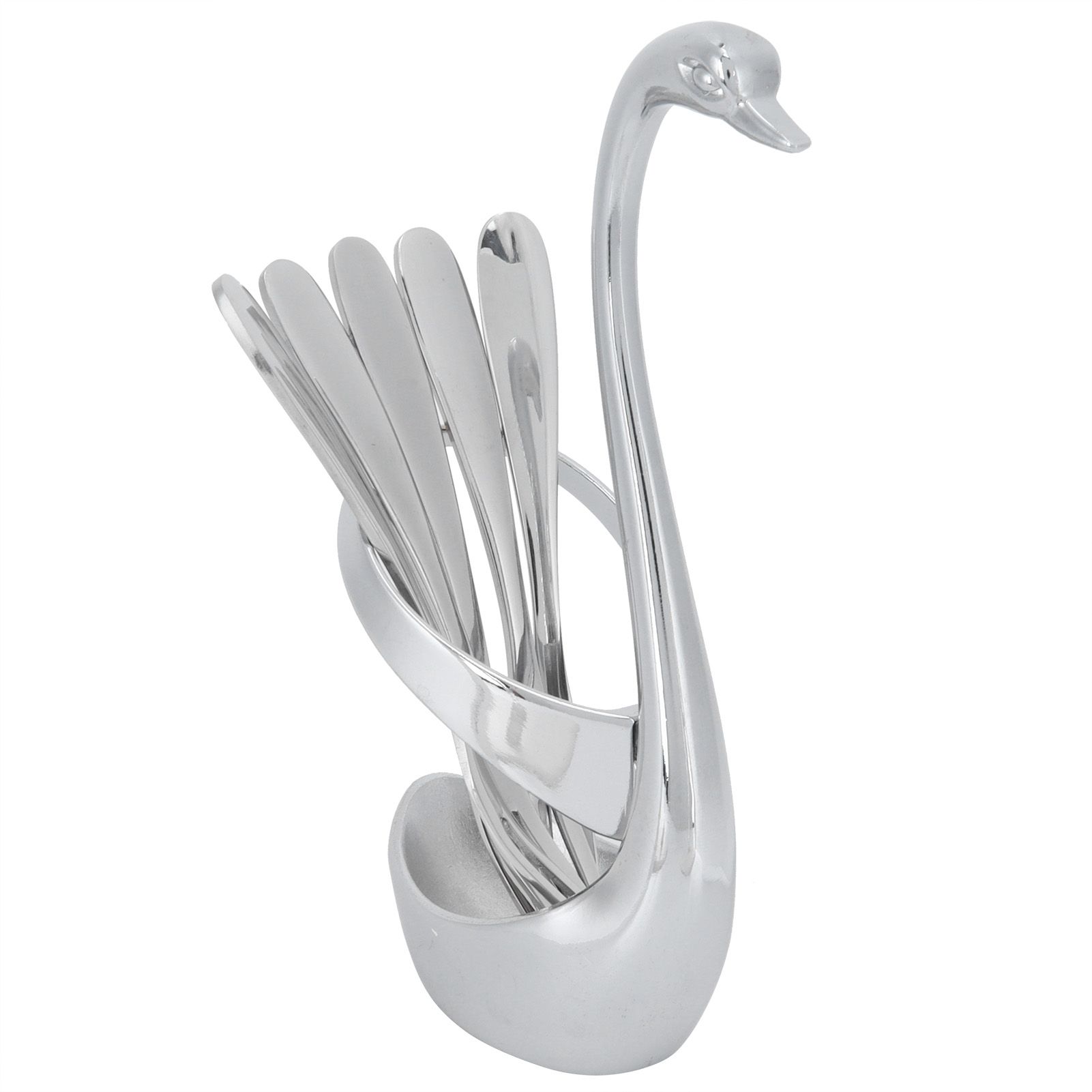 5Pcs Stainless Steel Fruit Fork Set Originality Zinc Alloy SwanShaped Storage view 3