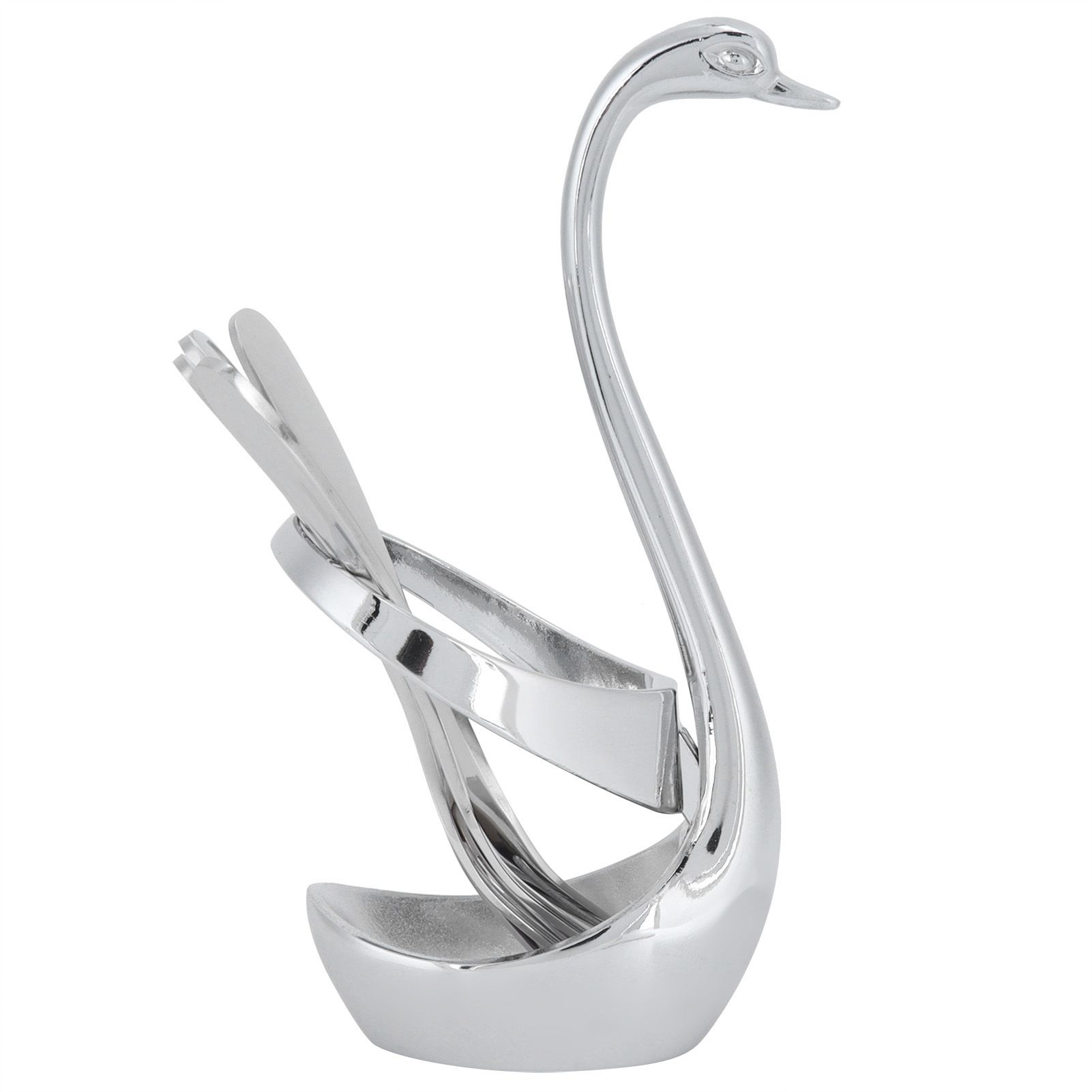 5Pcs Stainless Steel Fruit Fork Set Originality Zinc Alloy SwanShaped Storage view 4