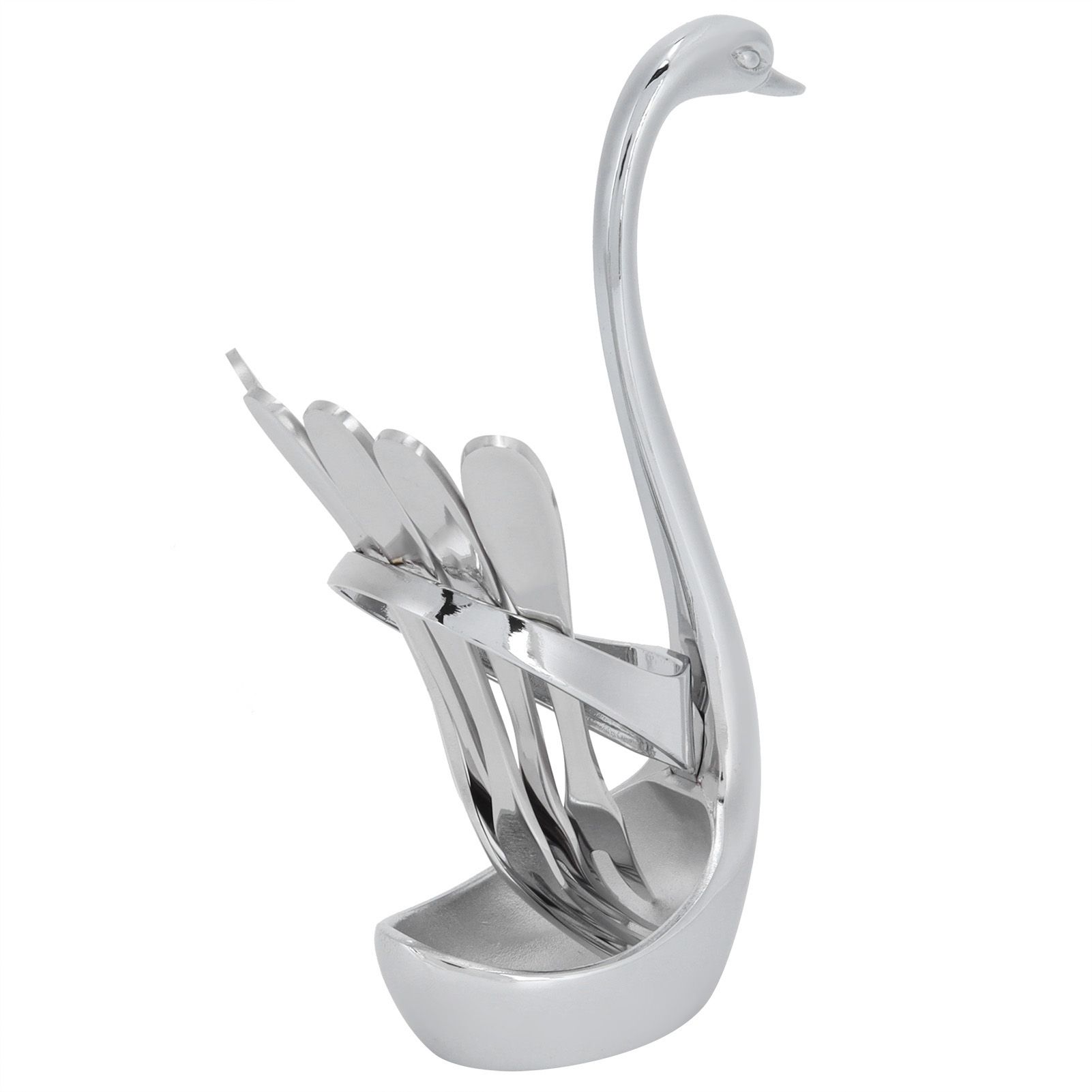 5Pcs Stainless Steel Fruit Fork Set Originality Zinc Alloy SwanShaped Storage view 5