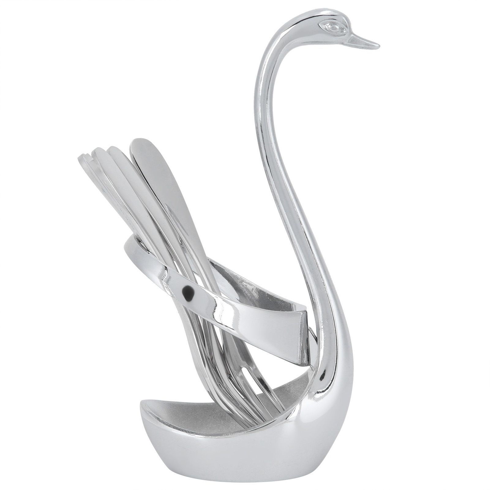 5Pcs Stainless Steel Fruit Fork Set Originality Zinc Alloy SwanShaped Storage view 6