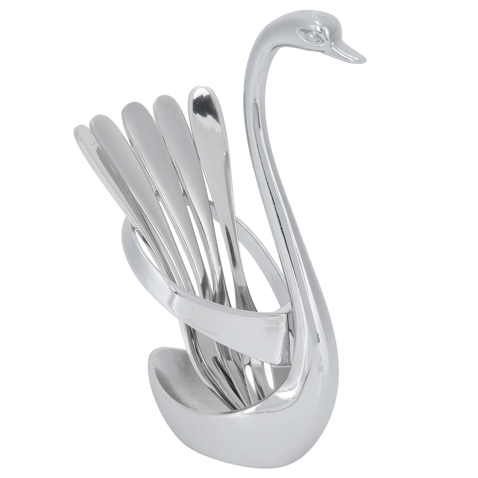 5Pcs Stainless Steel Fruit Fork Set Originality Zinc Alloy SwanShaped Storage view 7