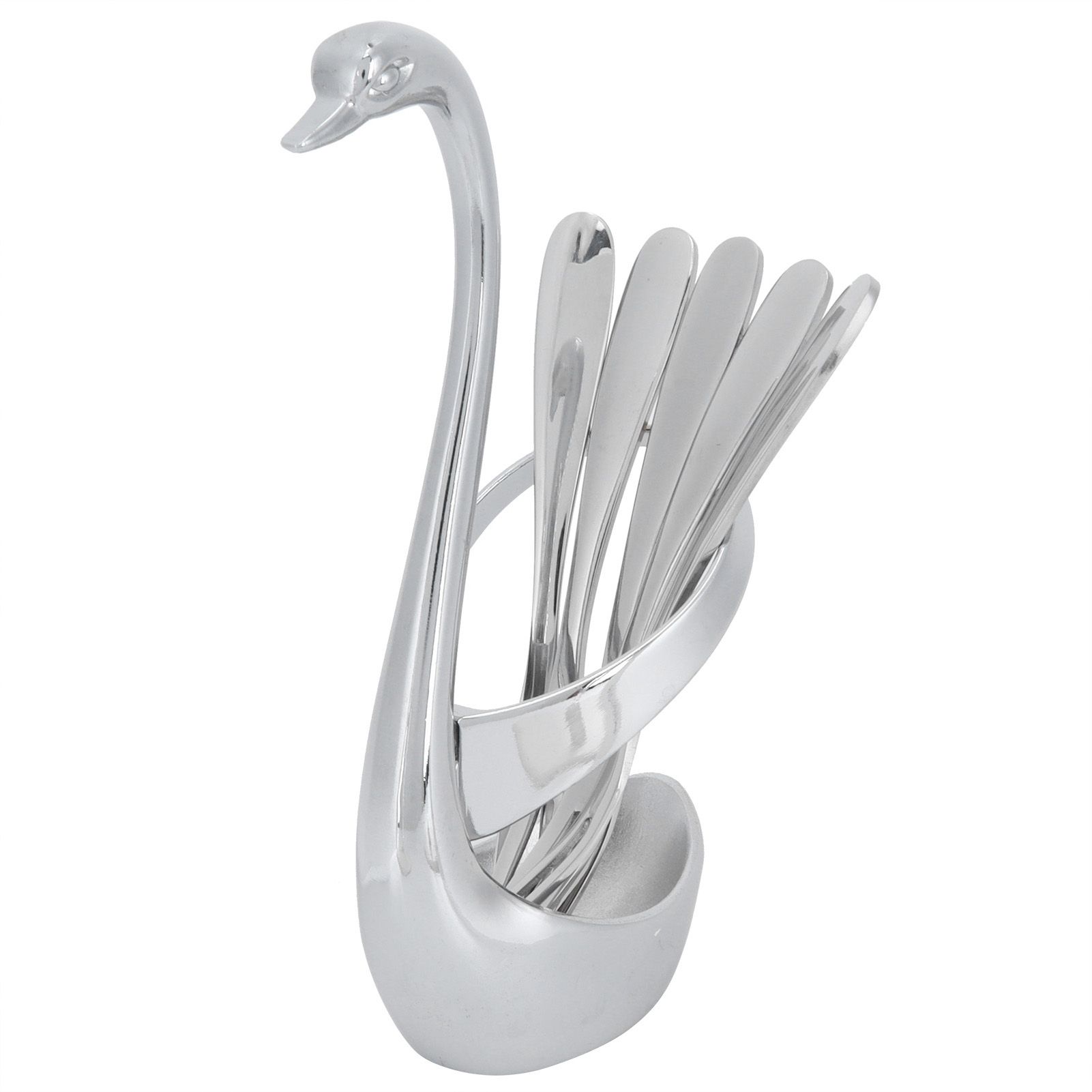 5Pcs Stainless Steel Fruit Fork Set Originality Zinc Alloy SwanShaped Storage view 8
