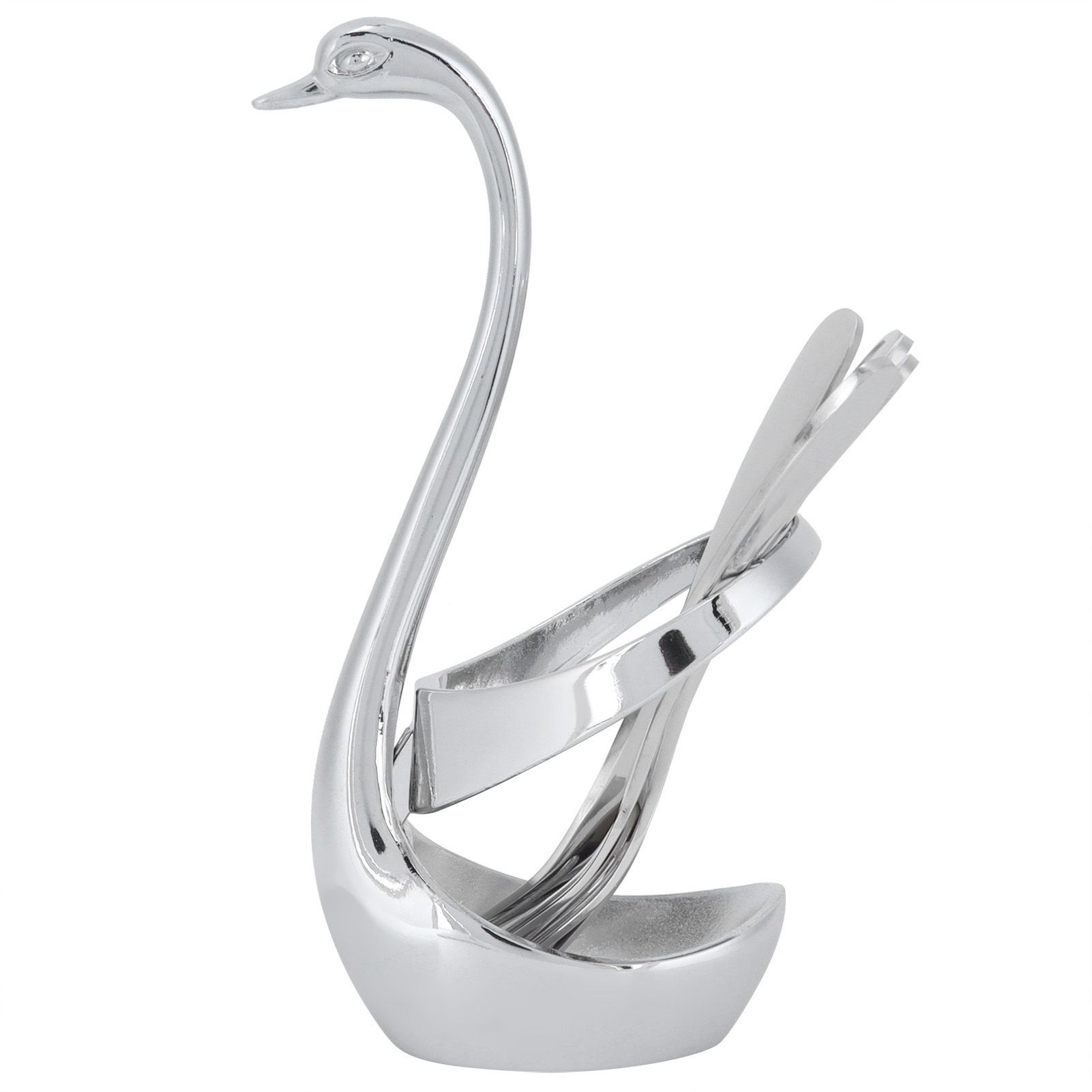 5Pcs Stainless Steel Fruit Fork Set Originality Zinc Alloy SwanShaped Storage view 9