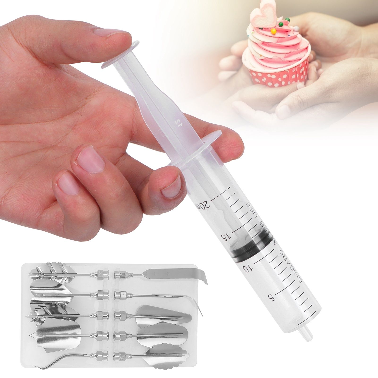 Cake Syringe Nozzles Mold Pudding Cake Decorating Icing Piping Cream Syringe view 12
