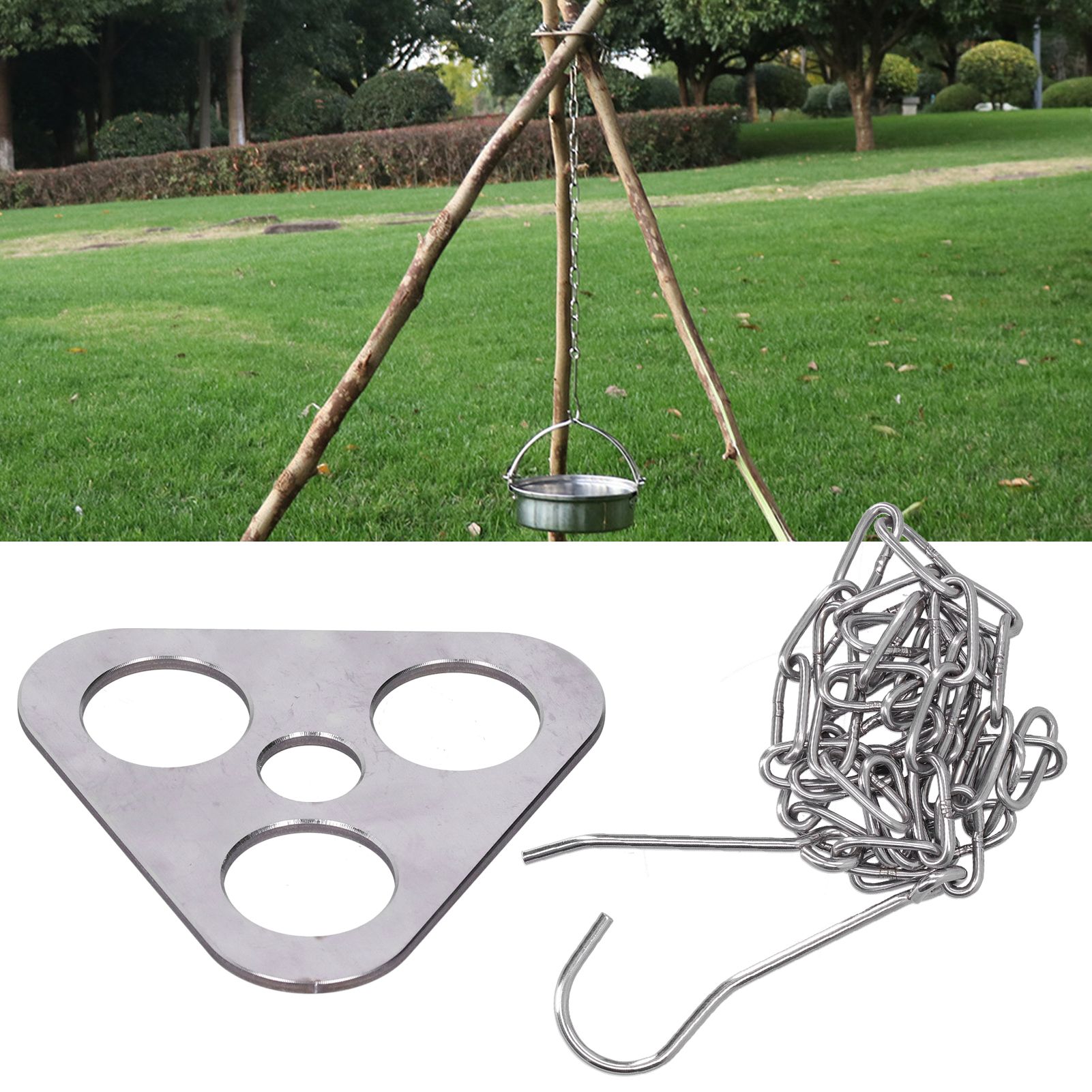 Tripod Grill Board Stainless Steel Bonfire Frame Hanger for Outdoor Camping Picnic view 12