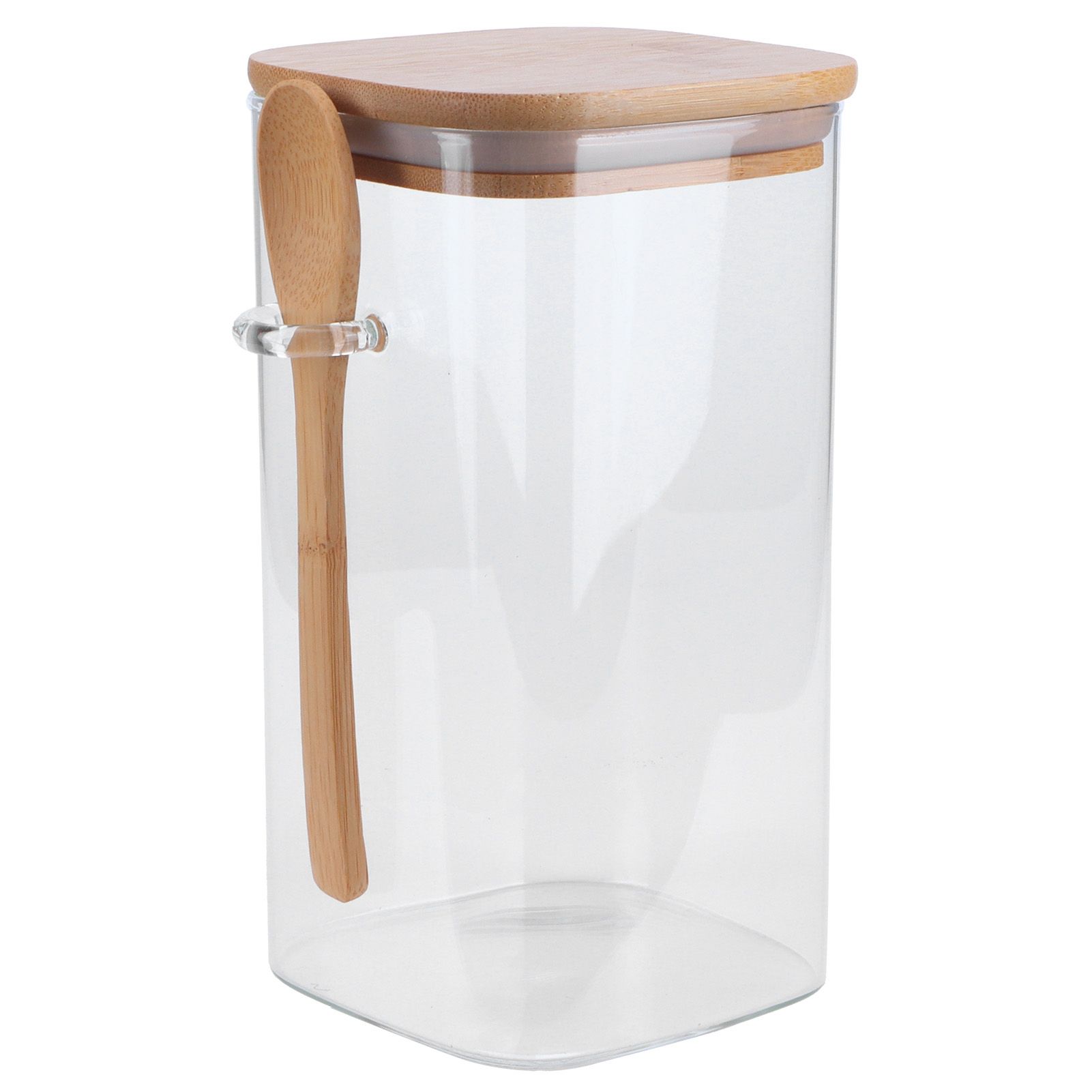 Square Storage Jar with Spoon Sealing Seasoning Container Coffee Bean Bottle