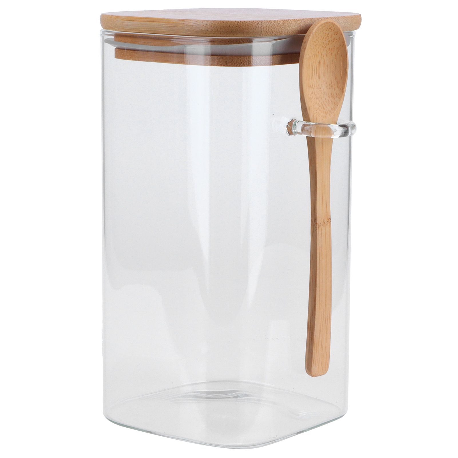 Square Storage Jar with Spoon Sealing Seasoning Container Coffee Bean Bottle view 2