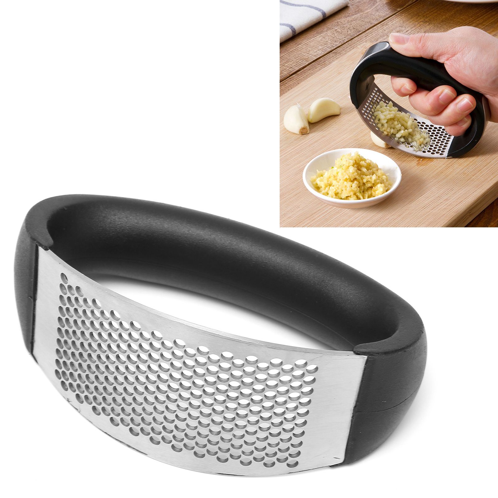 Garlic Presser Chopper Stainless Steel RingType Manual Grinding Tool Kitchen view 11