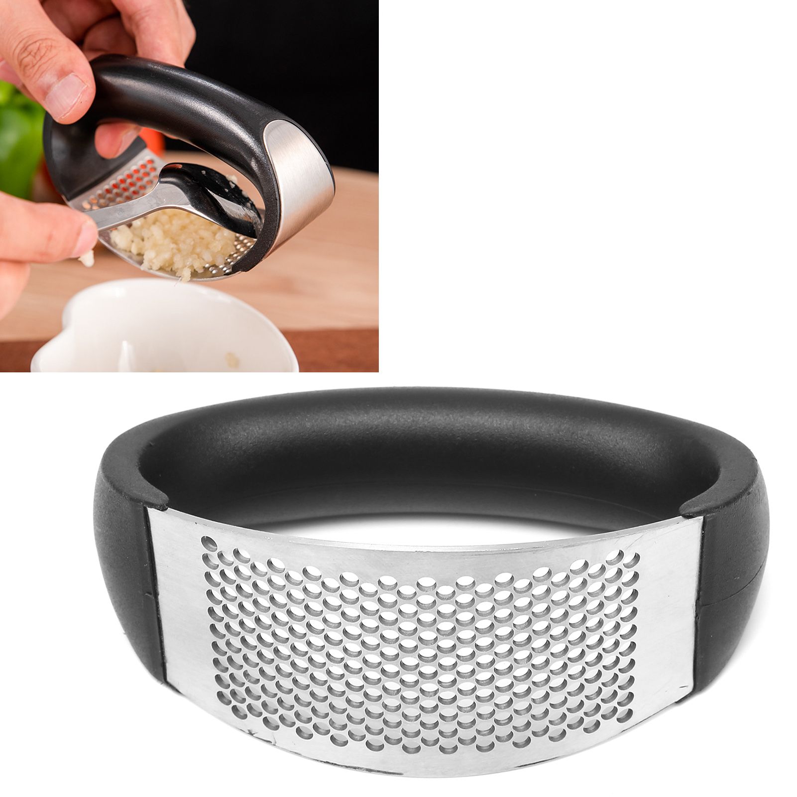 Garlic Presser Chopper Stainless Steel RingType Manual Grinding Tool Kitchen view 12