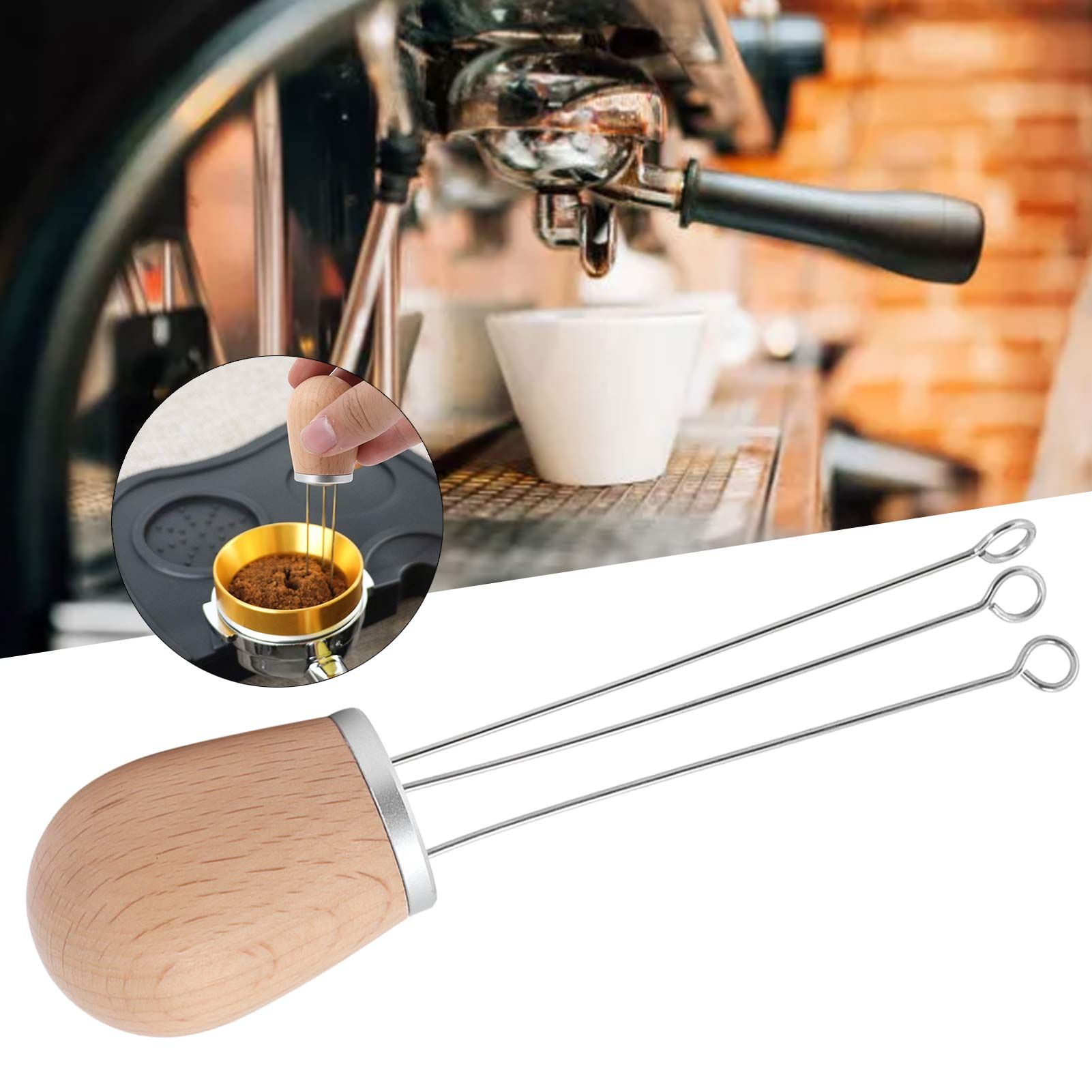 Coffee Power Needle Wooden Handle Coffee Stirrer Distribution Tool for Home view 12