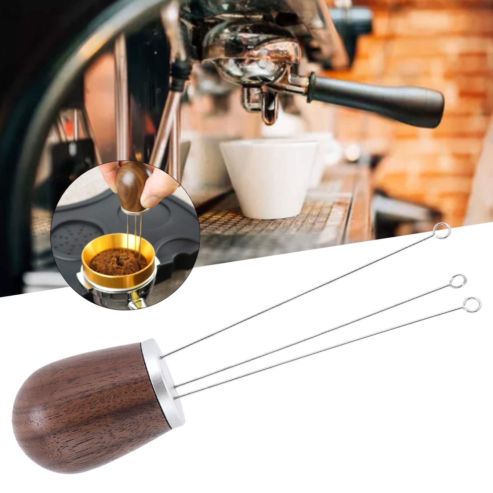 Coffee Power Needle Wooden Handle Coffee Stirrer Distribution Tool for Home view 12