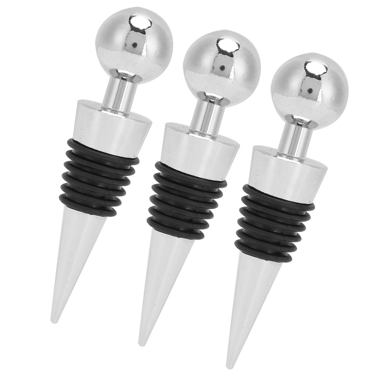 3PCS Wine Bottle Stopper Silver Round Head Beverage Bottle Stopper for Bar